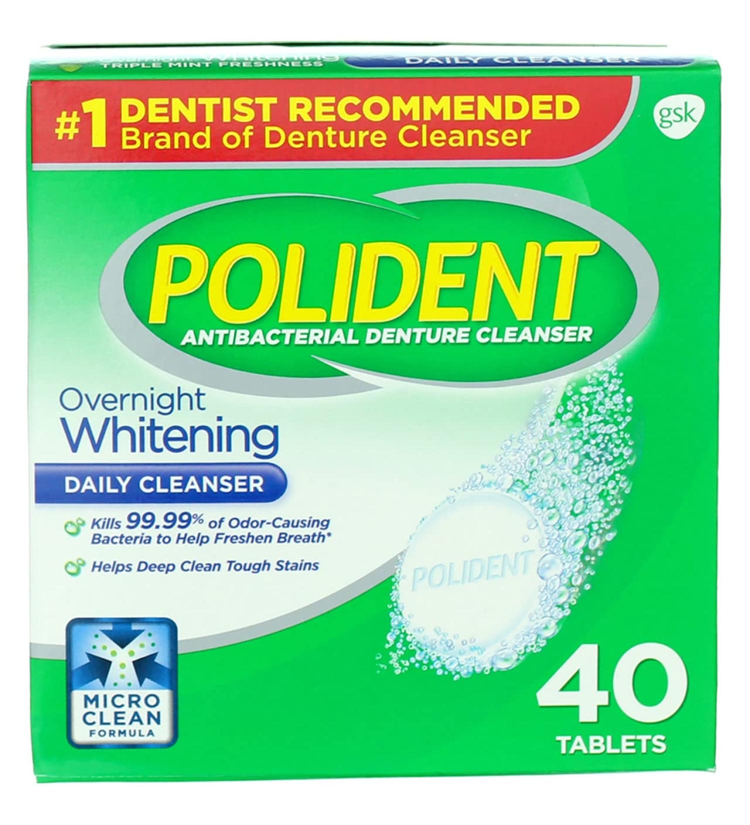 Polident Overnight 40ct - Strong Comfortable Denture Care for All Night Wear | Fast International Shipping - Buy Online on GoSupps.com