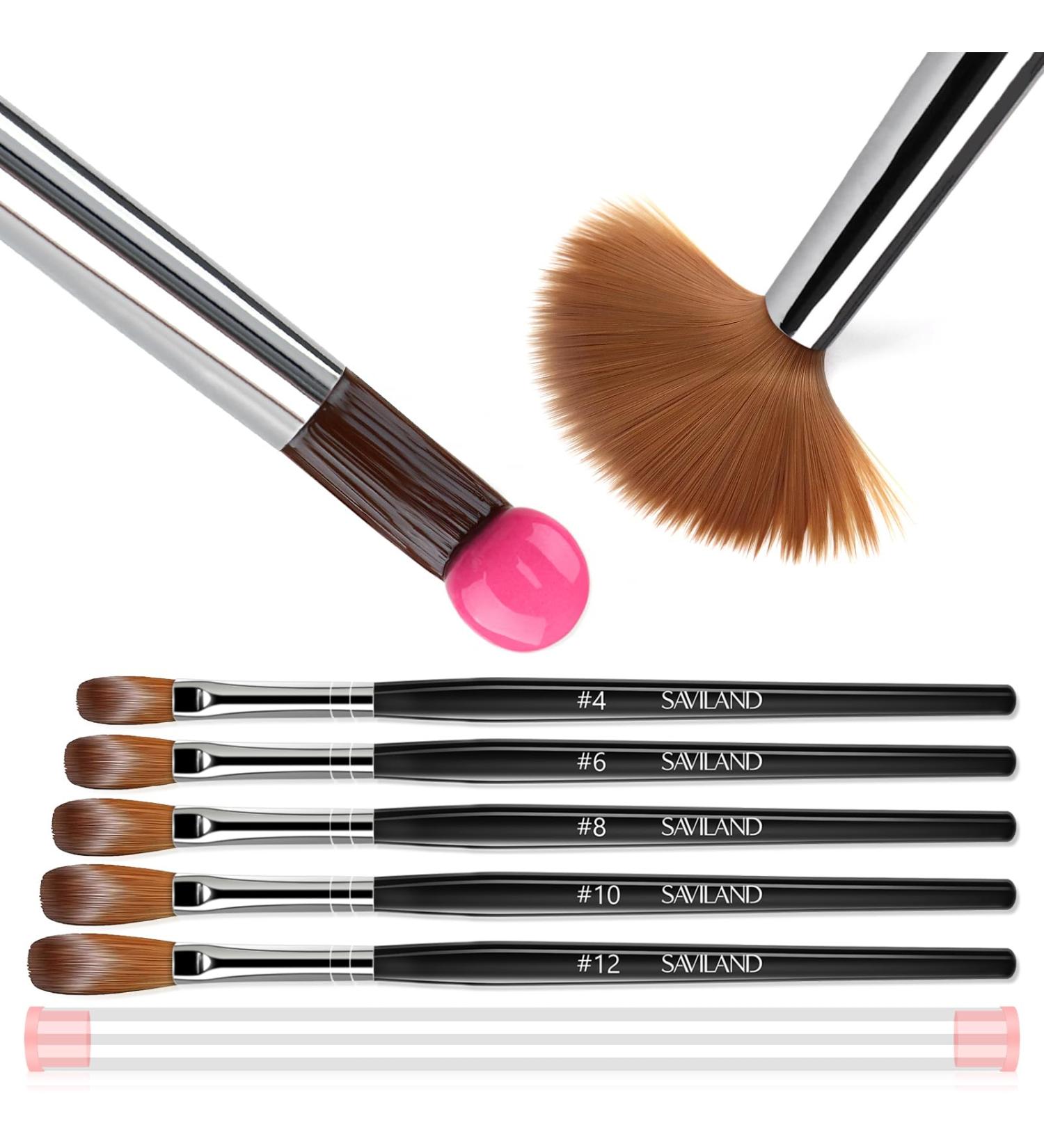 Saviland 5pcs Acrylic Nail Brush Set - Professional Round Nail Brushes for Acrylic Application | Size 4/6/8/10/12 | Perfect for Home Salon Manicure & Nail Art - Buy Online on GoSupps.com
