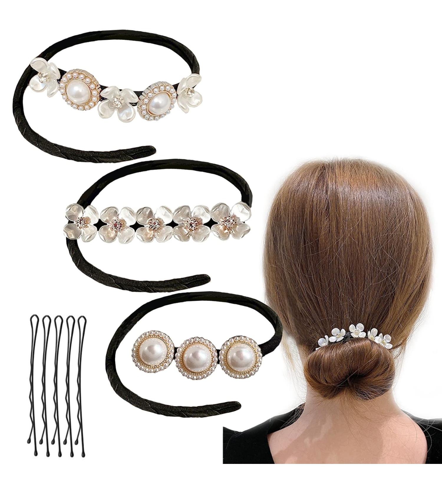Shell Flower Pearl Hair Bun Maker Set - Elegant Hair Styling Accessories for Women - Buy Online on GoSupps.com