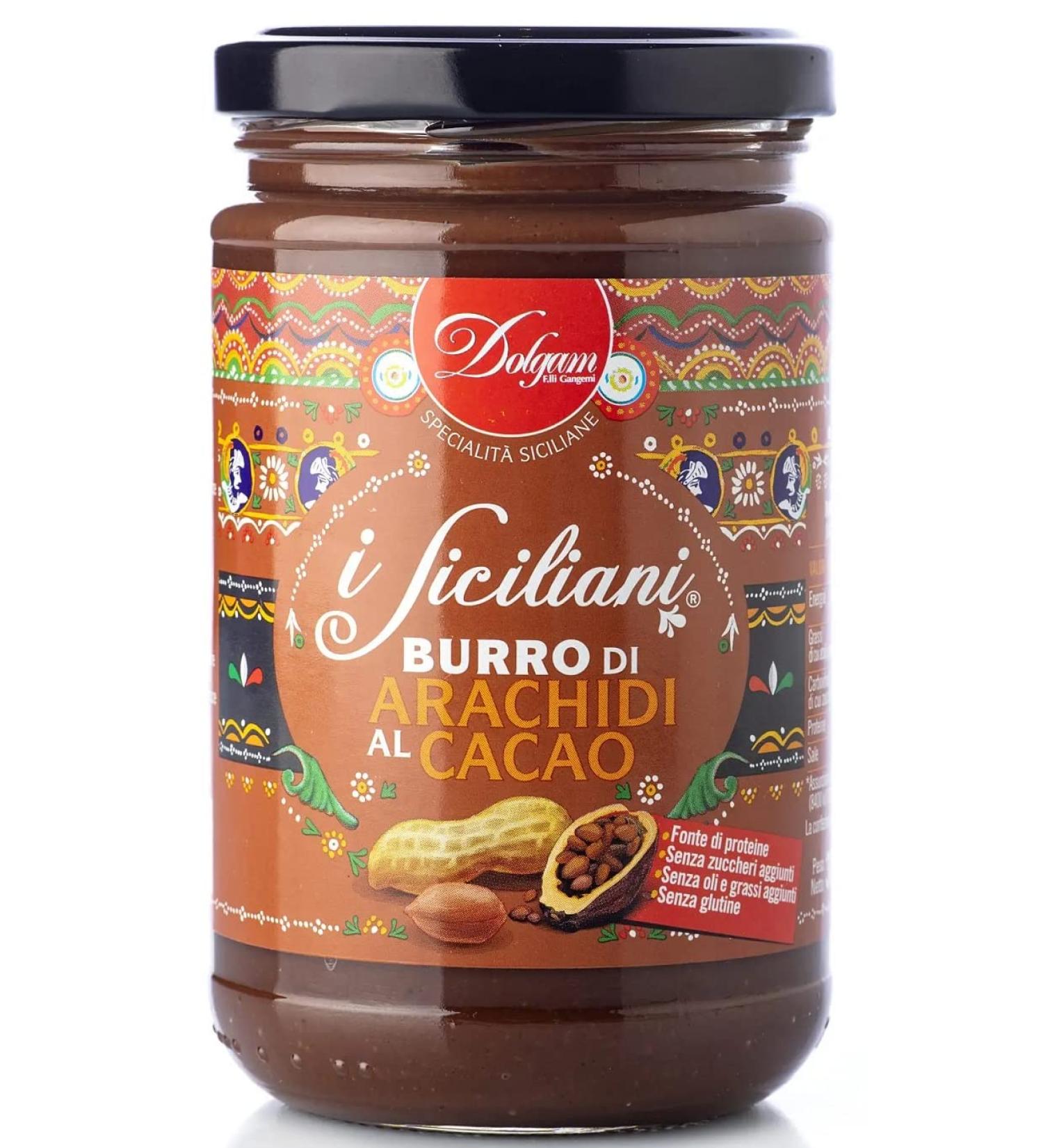 Dolgam I Siciliani Peanut Butter with Cocoa Peanut Butter Sicilian Specialties 300g Glass Jar Gluten Free Spreadable Cocoa Butter - Buy Online on GoSupps.com