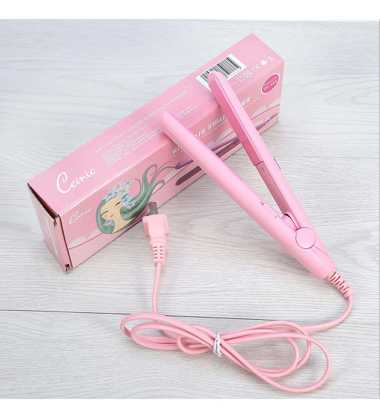 Mini Hair Straightener & Curler - Travel-Friendly Ceramic Plates in Green & Pink | Quick Styling & US Plug - Buy Online on GoSupps.com