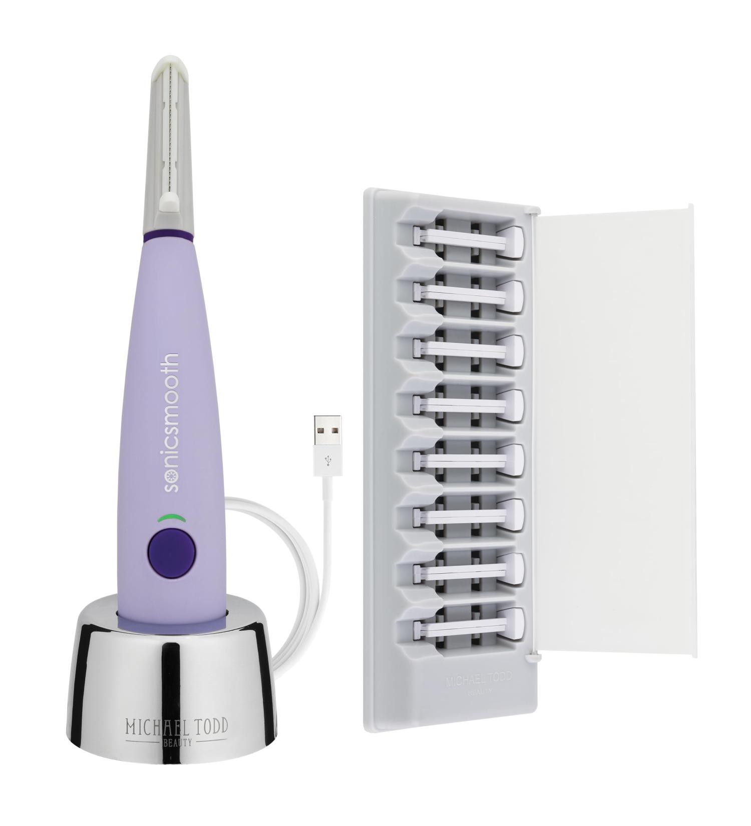 Michael Todd Beauty Sonicsmooth Dermaplaning Tool - 2 in 1 Peach Fuzz Removal for Women - Rechargeable Dermaplane with 8 Week Lavender Supply - International Shipping Available - Buy Online on GoSupps.com