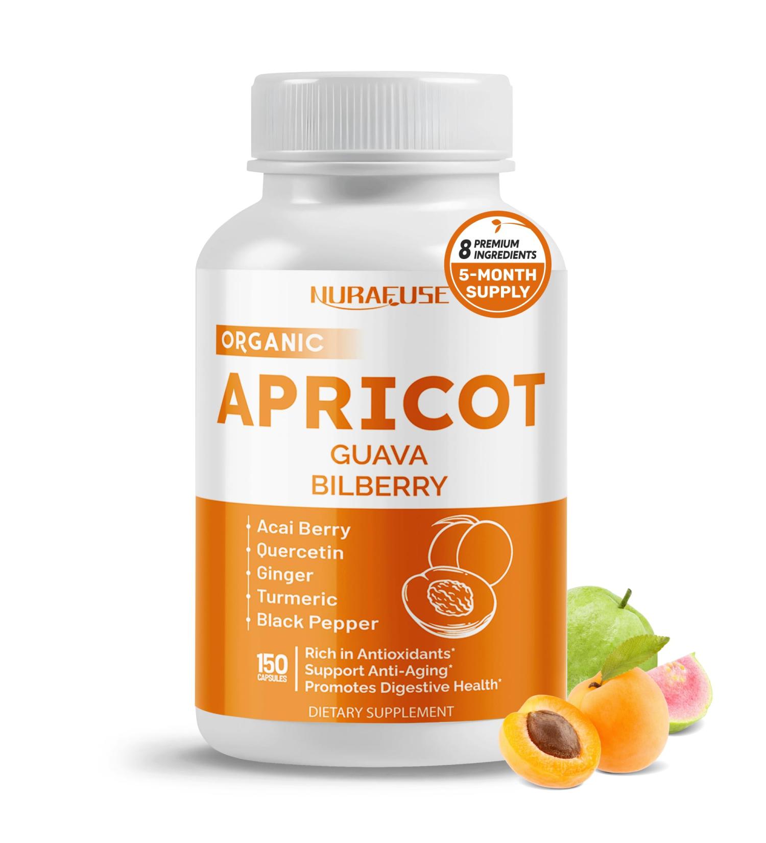 Apricot Amla Bilberry Rich in Antioxidants Supports Anti-Aging & Digestive Health with Acai Berry Quercetin Ginger Turmeric & Black Pepper 150 Capsules 150 count (pack of 1) - Buy Online on GoSupps.com