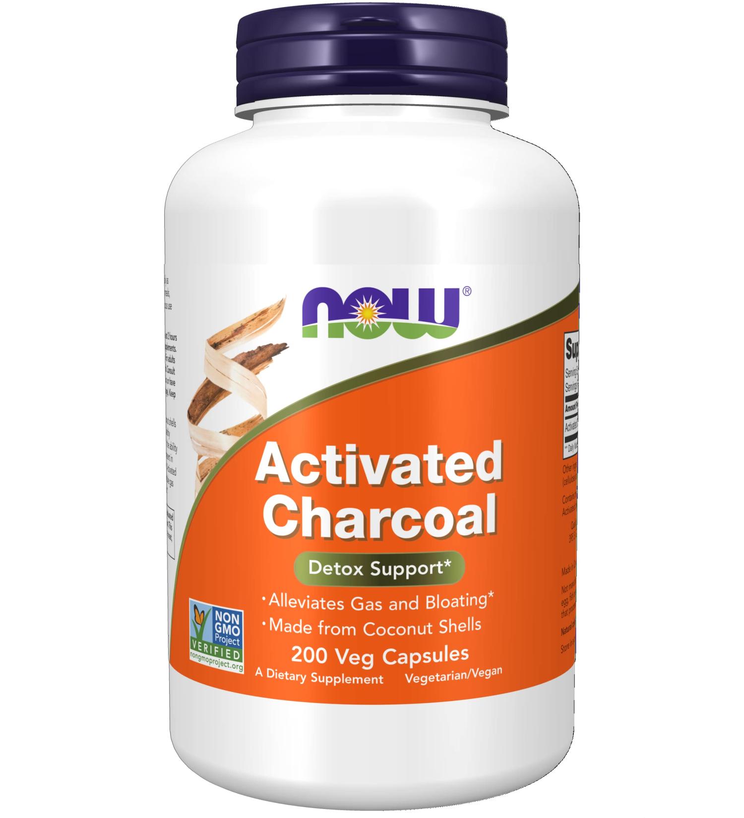 Now Foods Activated Charcoal 200 Veg Capsules - Natural Detox Supplement - Buy Online on GoSupps.com