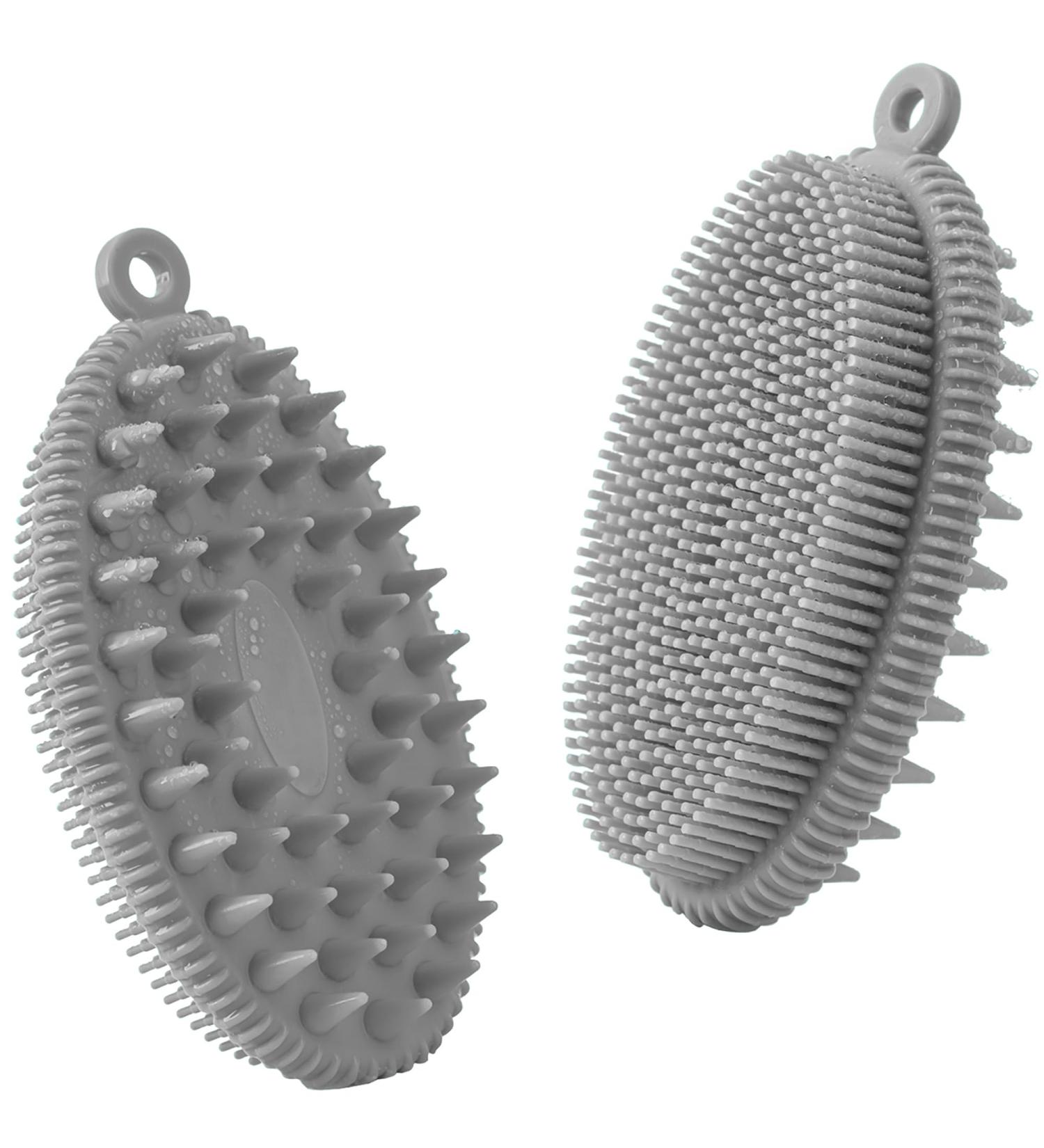 Rampula Silicone Body Brush - Double-Sided Bathing & Shower Brush for Deep Cleaning Gentle Peeling & Massage - Hygienic Alternative to Luffa/Sponge for All Skin Types - Gray - Buy Online on GoSupps.com