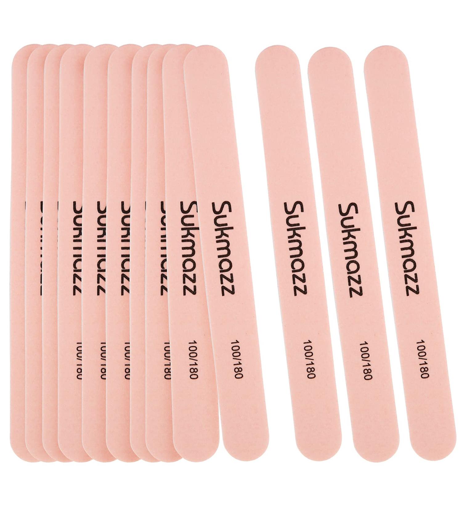 Sukmazz Nail Files Set - 12PCS Professional Double Sided Emery Board Fingernail Buffing Files | Home Manicure 100/180 Grit - Buy Online on GoSupps.com