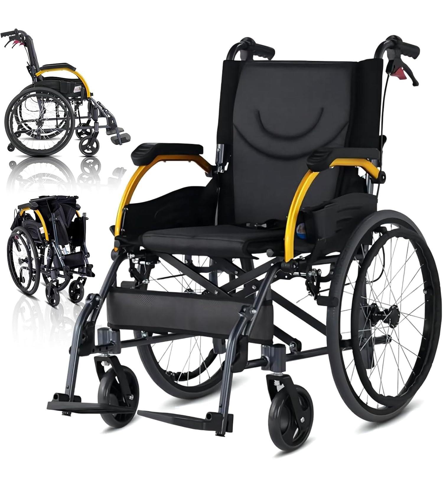 Wheelchair Foldable Light Aluminum Wheelchair Lightweight Transit Wheelchair Foldable Light Travel Wheelchair Folding Self-Drive Wheelchairs - Buy Online on GoSupps.com