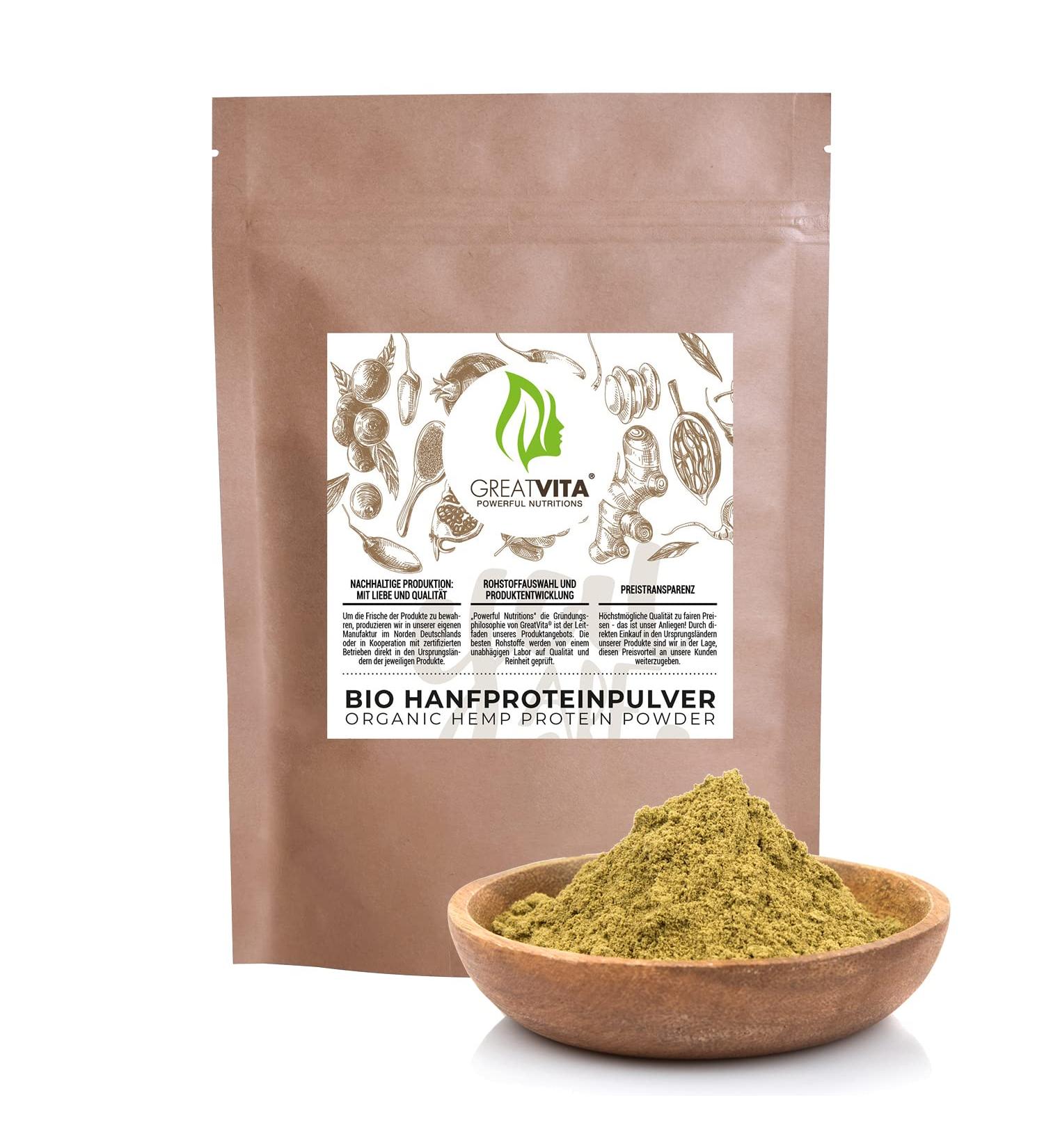 Organic Hemp Protein Powder 800g - Premium Quality High Protein Content | GreatVita Natural Protein Supplement - Buy Online on GoSupps.com