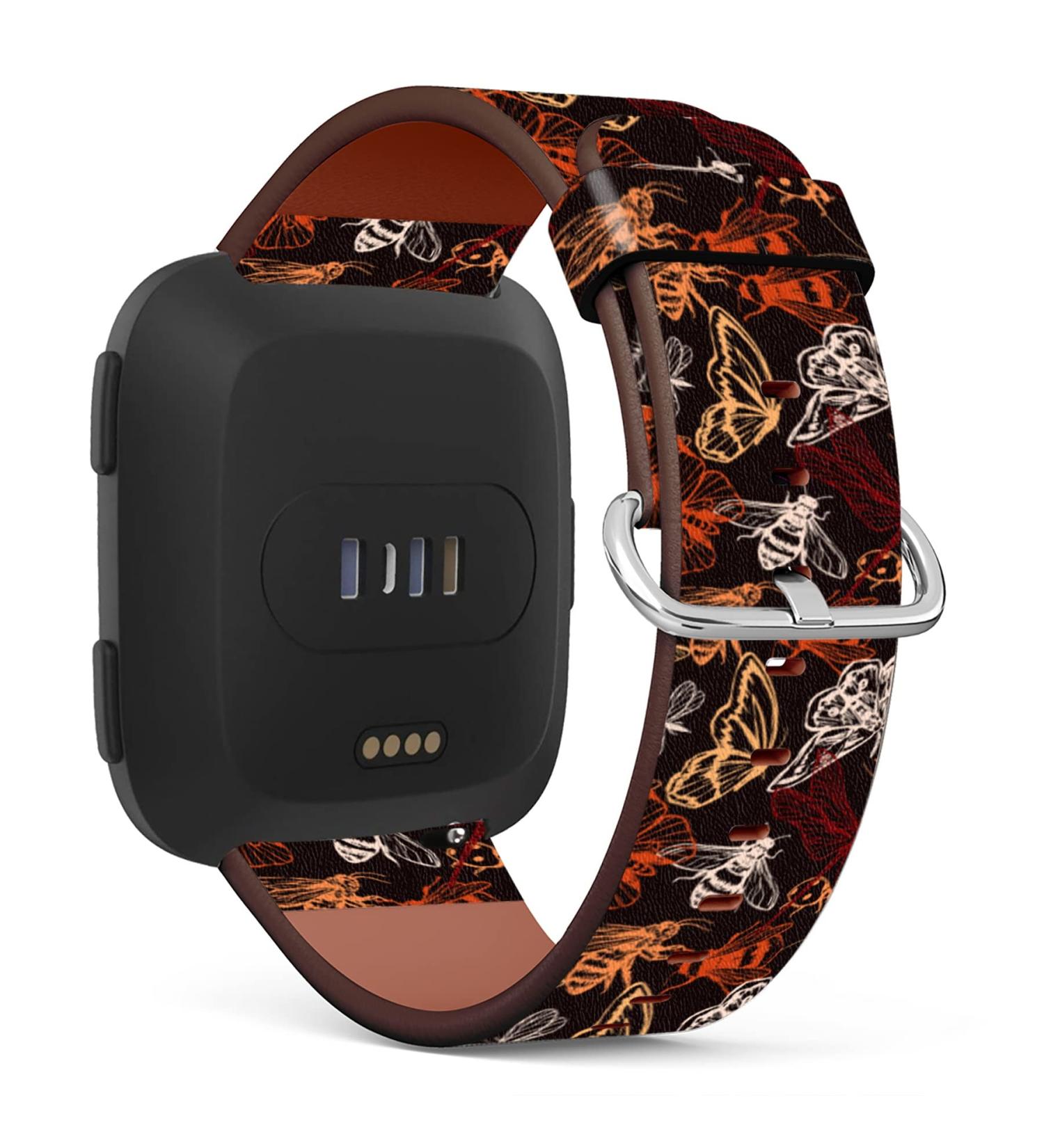 Patterned Leather Replacement Band Compatible with Fitbit Versa 2 Versa Versa Lite & SE | Insect & Butterfly Designs - Buy Online on GoSupps.com