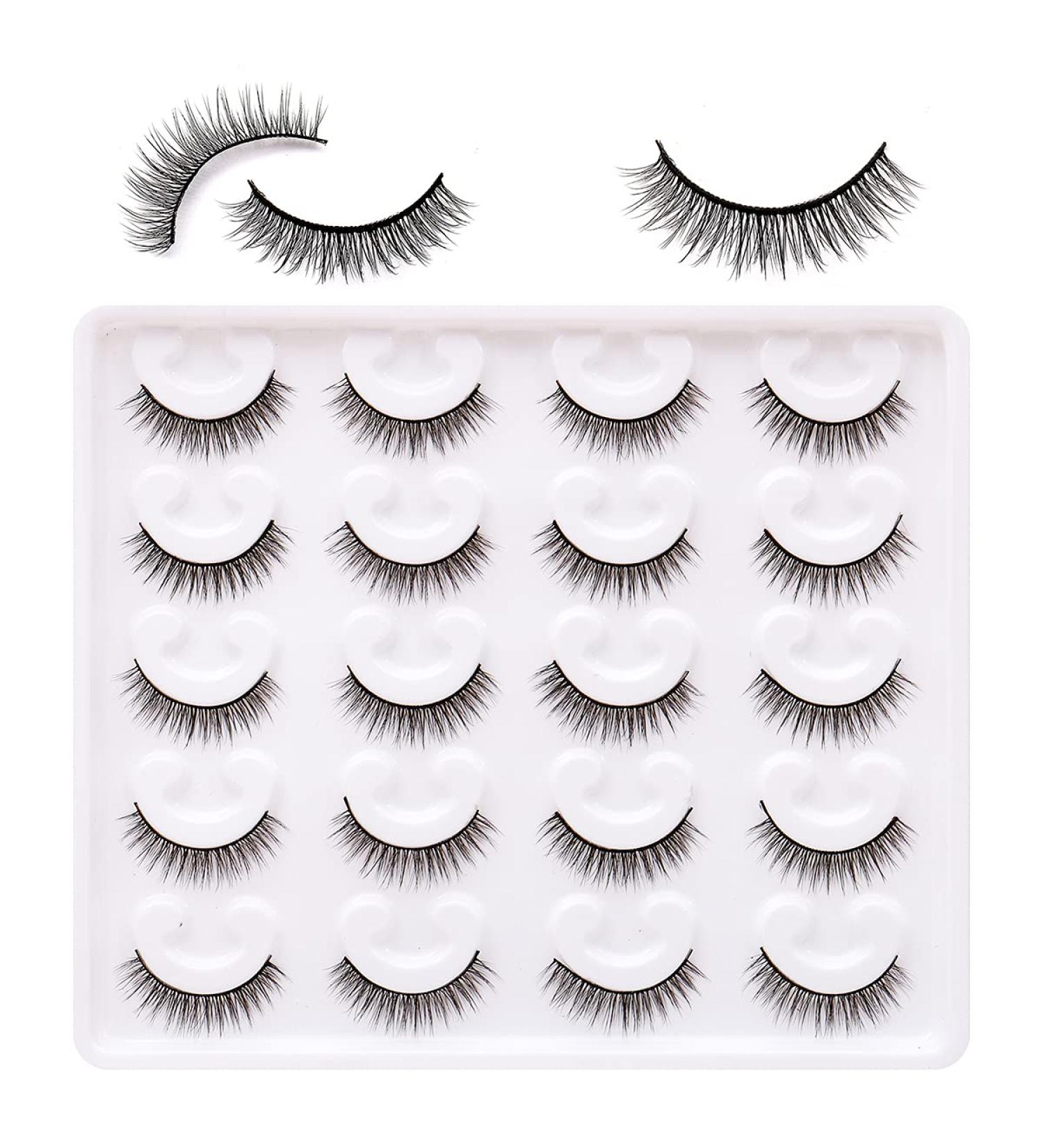 Short Wispy 3D Fake Eyelashes - 10 Pairs Bulk Pack for Natural Look | Reusable Faux Mink Handmade Short-Natural Lashes - Buy Online on GoSupps.com