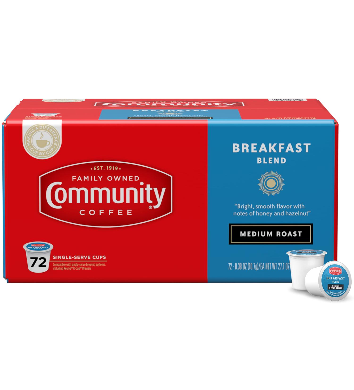 Community Coffee Breakfast Blend 72 Count Coffee Pods - Medium Roast - Compatible with Keurig 2.0 - 72 Count (Pack of 1) - Buy Online on GoSupps.com