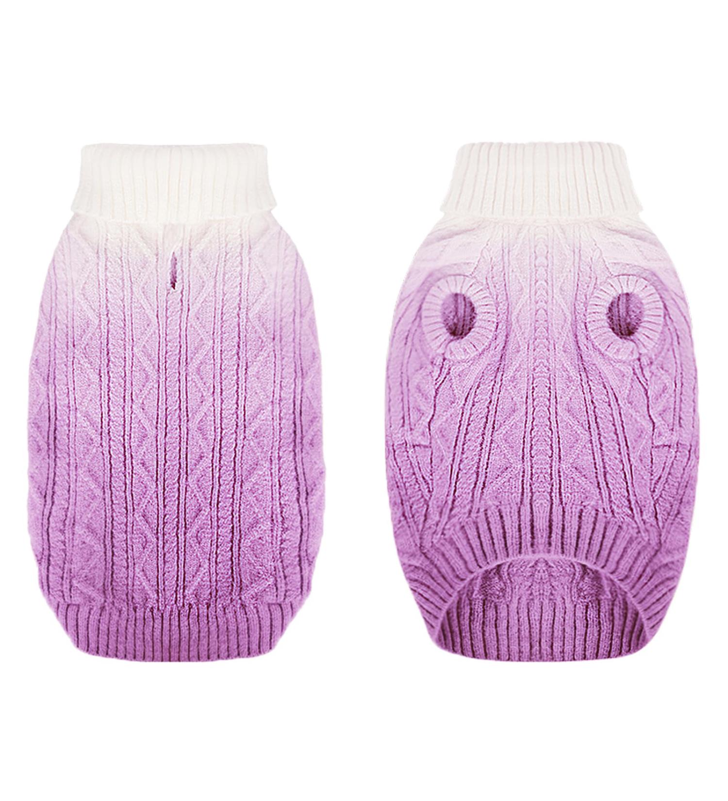 Cit toile Warm Winter Dog Sweater - Soft Knitted Turtleneck Coat for Small & Medium Pets - Color Gradient Purple - XS X-Small - Buy Online on GoSupps.com