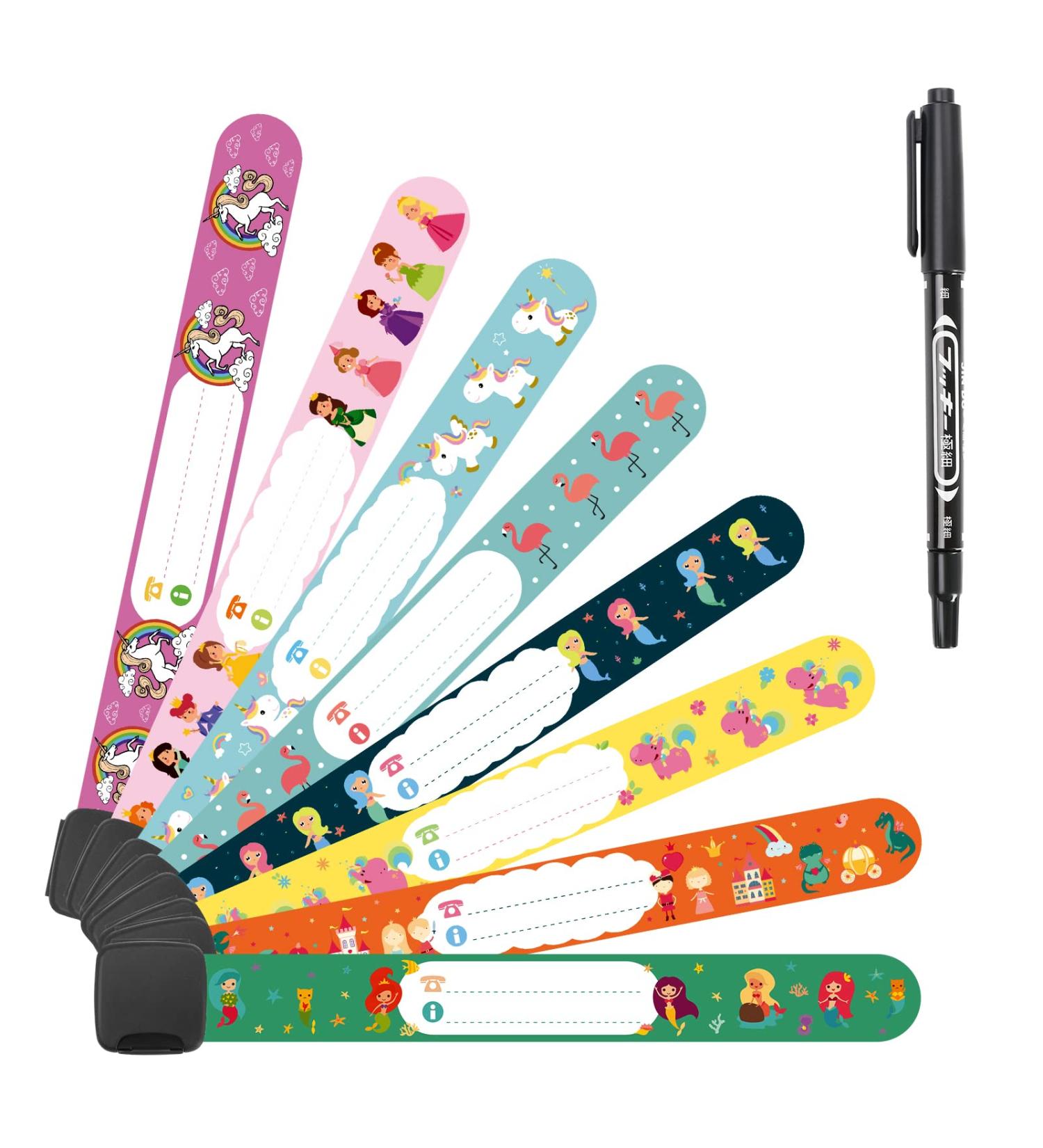 Vicloon Safety Wristband Bracelets 8 Pcs for Kids - Waterproof Reusable Child ID Bracelet with Pen - Anti Lost Emergency Bracelet for Boys, Girls, Toddler - Mermaid & Unicorn Design - Buy Online on GoSupps.com