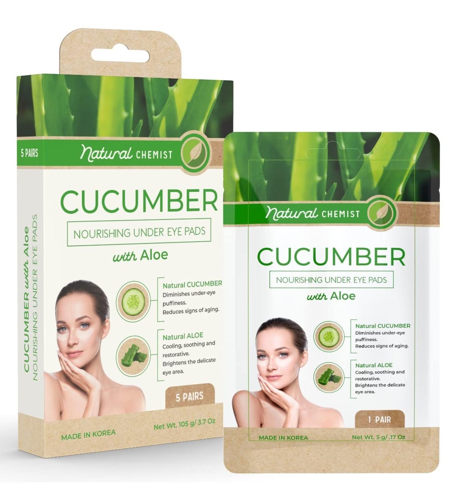 Cucumber & Aloe Under Eye Patches - Diminish Dark Circles & Puffiness - Anti-Aging, Cooling & Soothing Pads - Cruelty-Free Korean Skincare - 5 Pairs - Buy Online on GoSupps.com