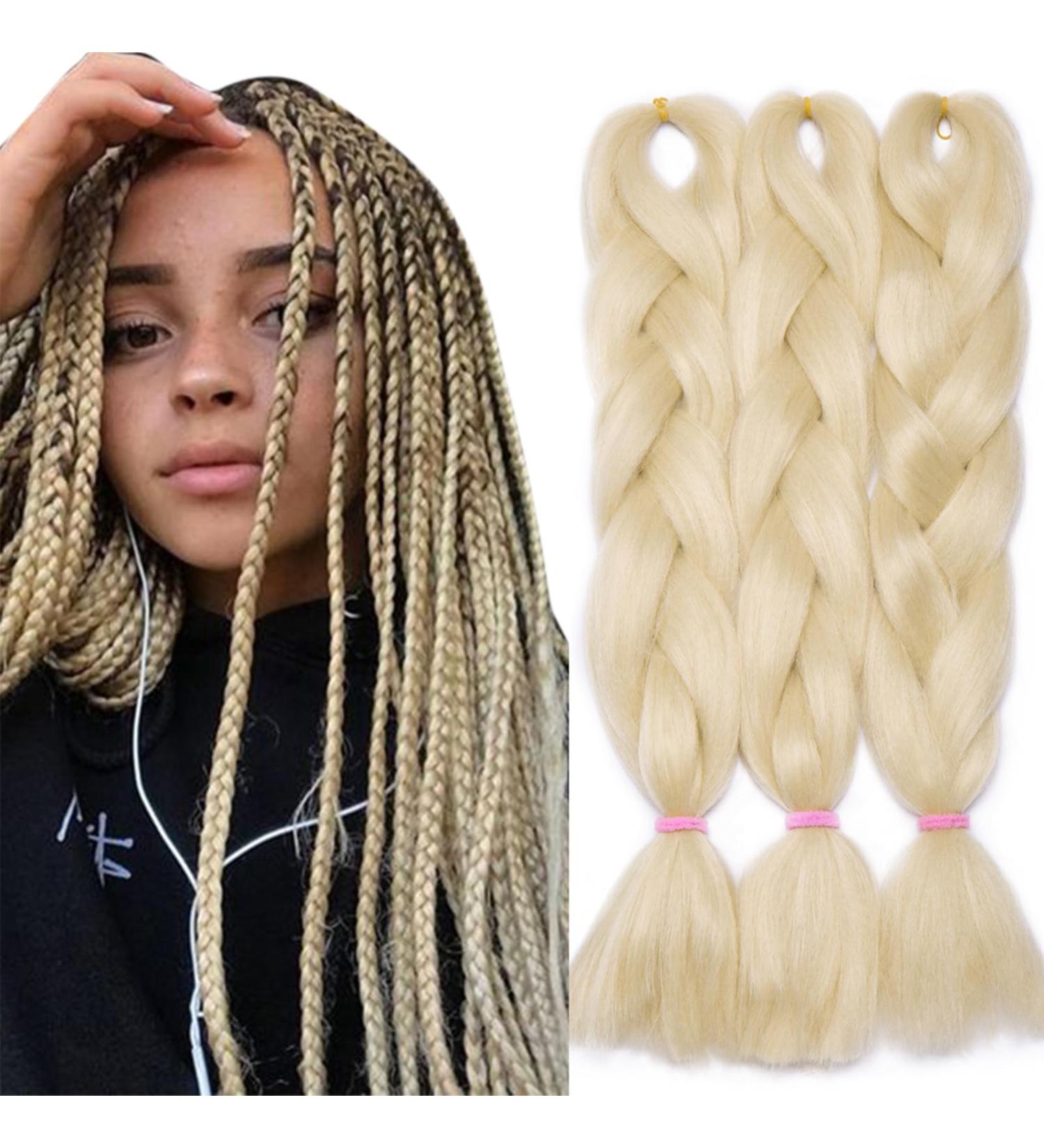 Tess Braids Extensions - 60 cm Jumbo Kanekalon Hair Bright Blonde #613 100g Bundle for Box Braids - Buy Online on GoSupps.com