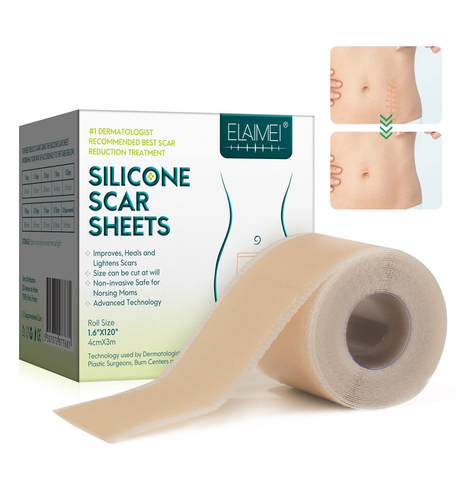 Medical Grade Silicone Scar Tape Roll - 1.6x120 | Professional Scar Removal for C-Section, Surgery, Burn, Keloid, Acne | Reusable Silicone Strips - Buy Online on GoSupps.com