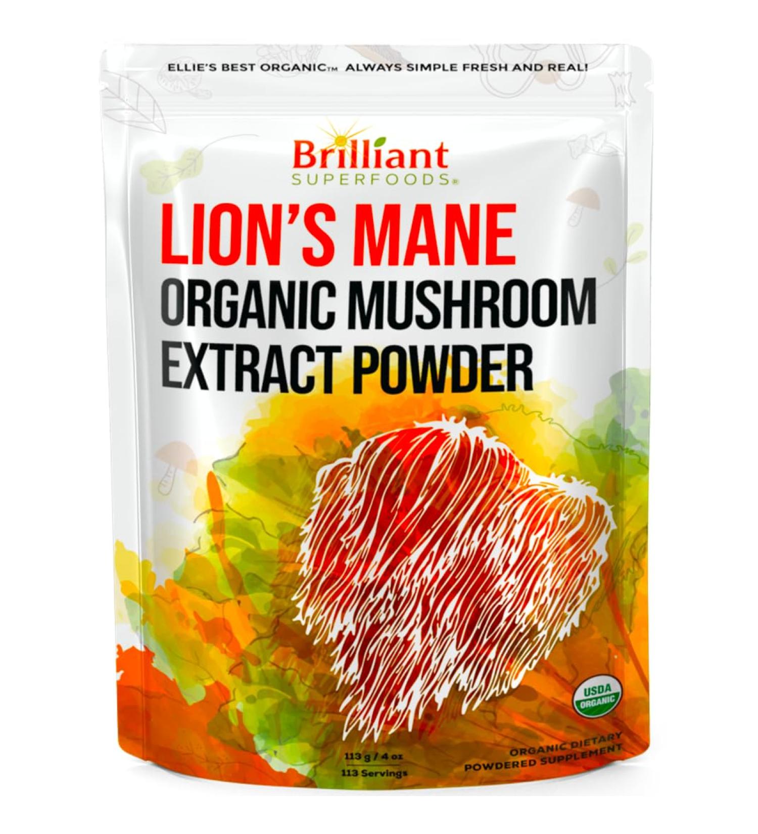 Ellie's Best Lions Mane Mushroom Extract Powder Supplement Organic 114 Servings - Double Extracted for Highest Potency - Dissolves in Coffee, Tea, Juice etc.4oz Lion's Mane 4 Ounce (Pack of 1) - Buy Online on GoSupps.com
