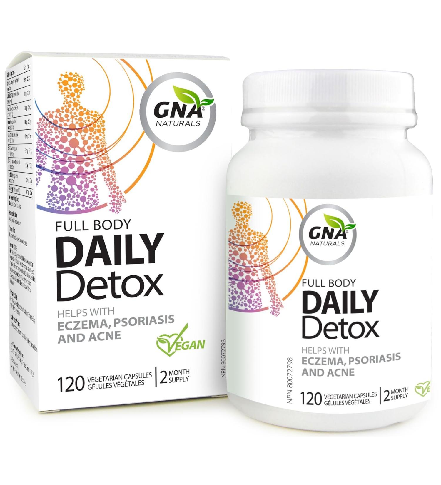 GNA Naturals - Full Body Detox Cleanse for Men and Women 120 Veggie Caps - Helps with Eczema Relief Psoriasis and Acne Breakout Skin Health - Buy Online on GoSupps.com