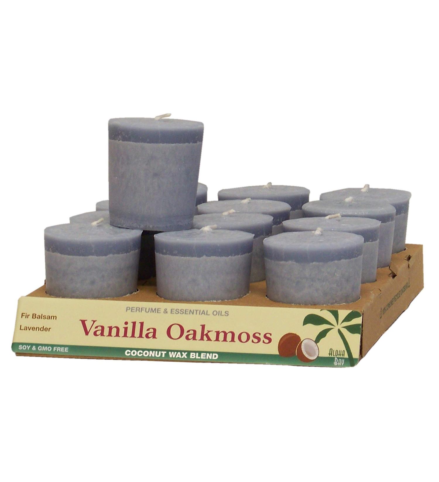 Aloha Bay Perfume and Essential Oil blend Coconut Wax Candles (Tray of 12 Vanilla Oakmoss - Pale Blue - Fir Balsam Lavender)