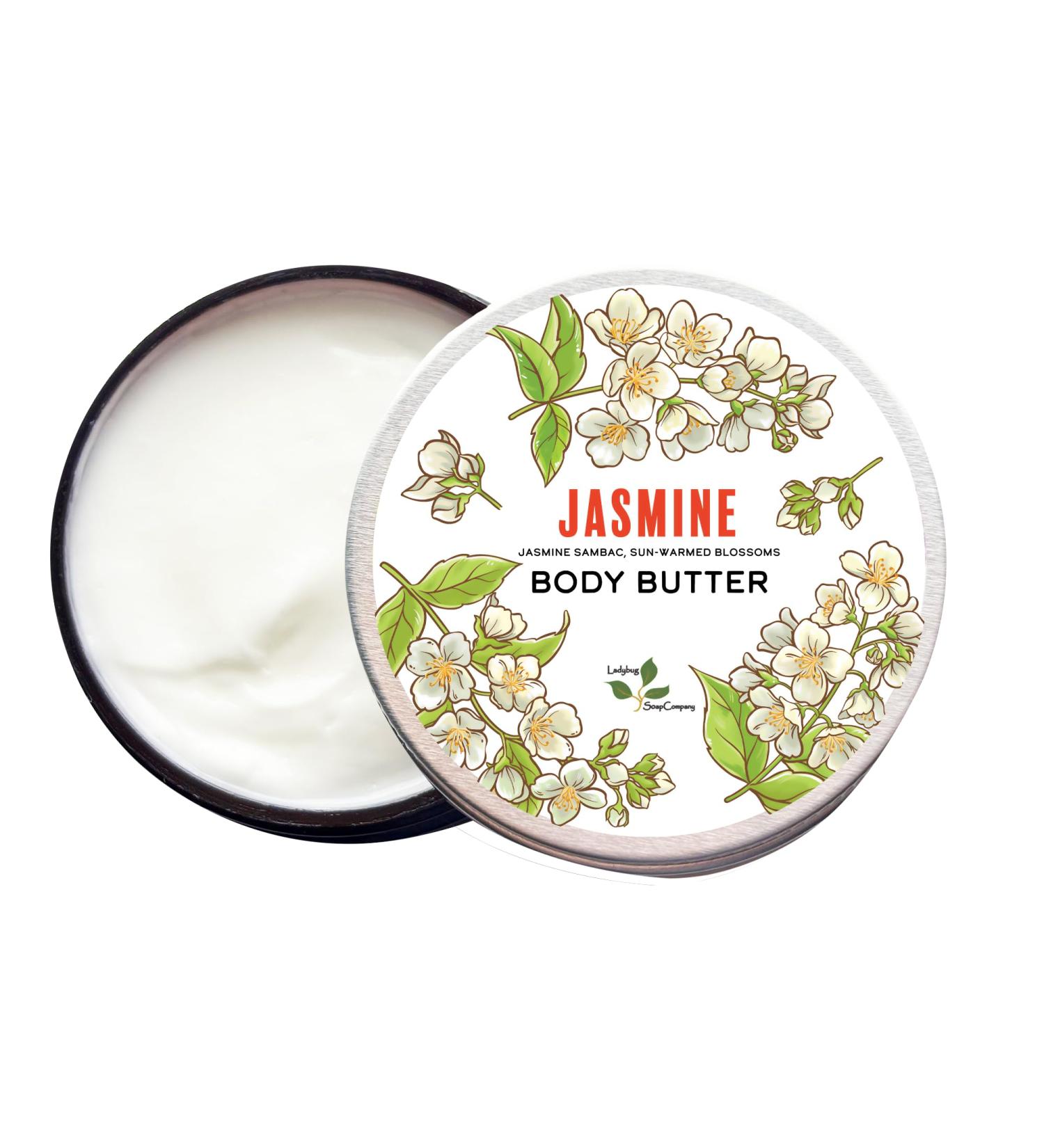 All-Natural Body Butter Cream with Hyaluronic Acid & Panthenol Shea Butter Moisturizer Ideal for Fragrance Layering 2 oz (Jasmine)