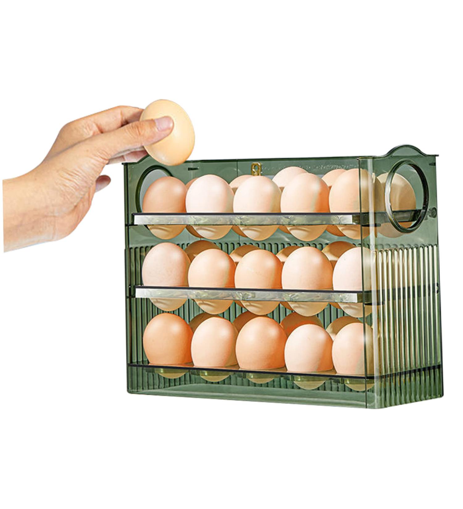 Egg basket egg rack transparent egg storage box refrigerator storage side door storage box household three-layer egg box /3098 Clear Green - Buy Online on GoSupps.com