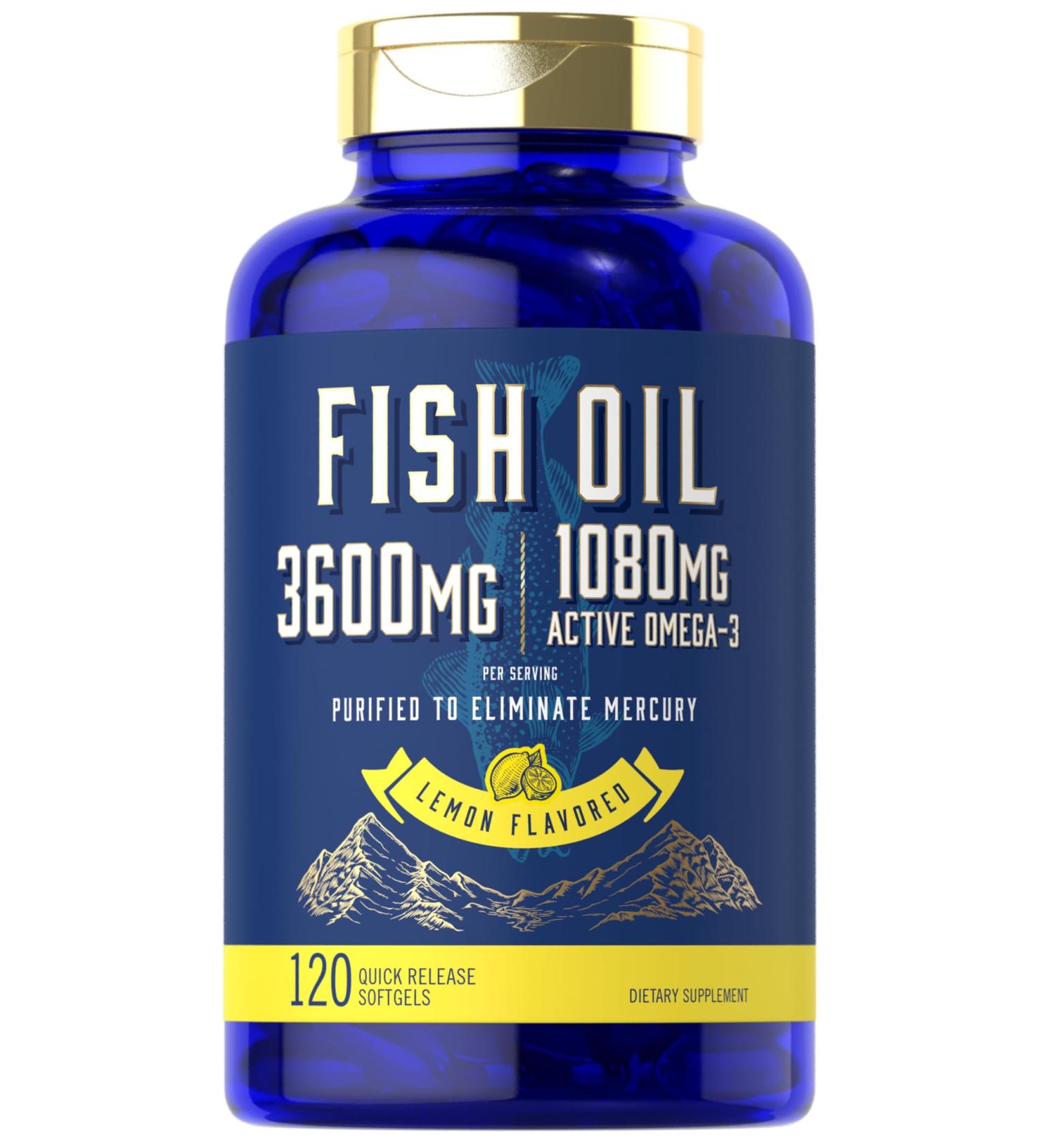 Carlyle Fish Oil 3600mg | 1080mg Omega 3 | 120 Count | Non-GMO and Gluten Free Supplement - Buy Online on GoSupps.com