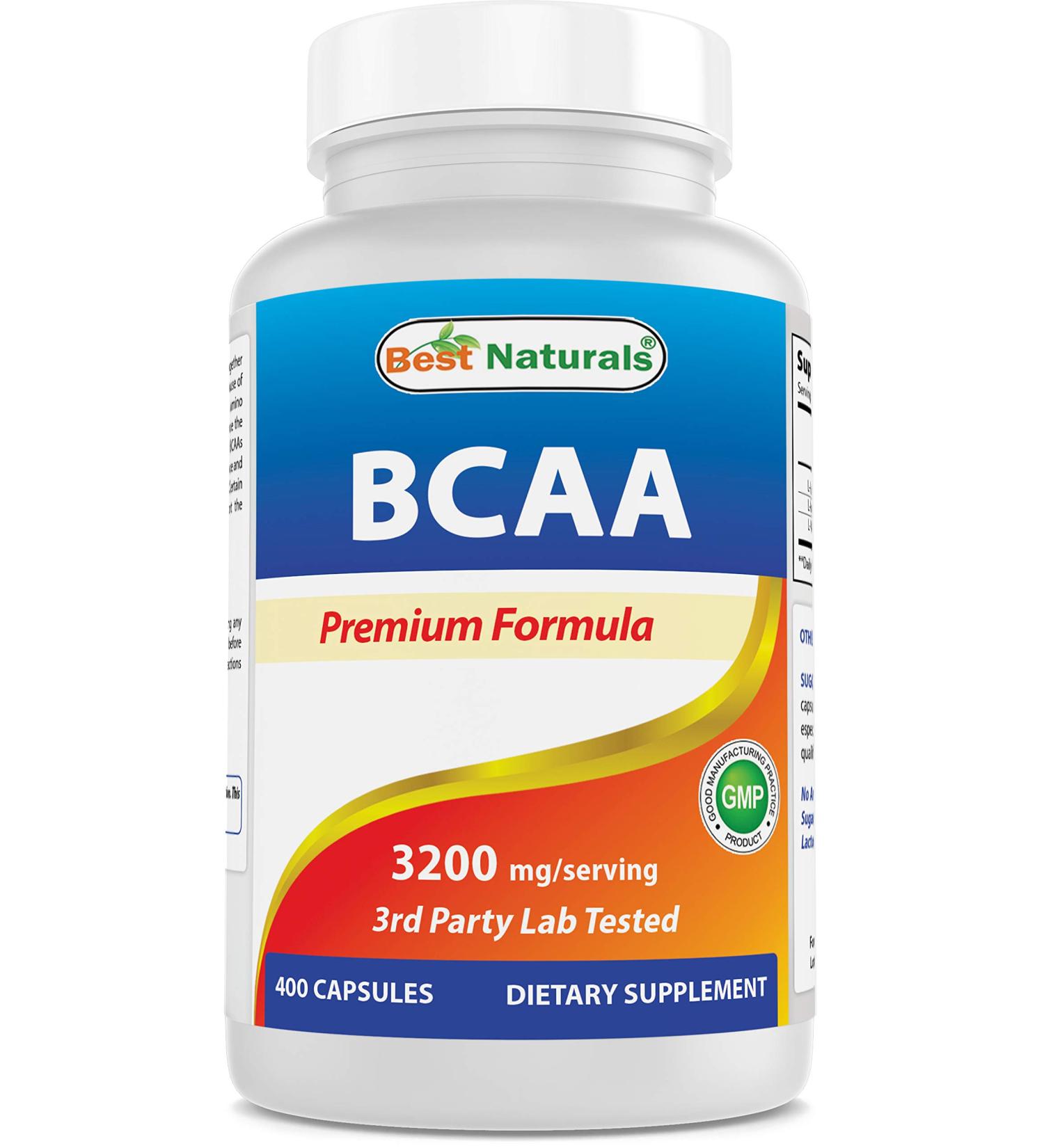 Best Naturals BCAA Branch Chain Amino Acid 3200mg | 400 Capsules - Pharmaceutical Grade, 100% Pure Instantized Formula for Muscle Growth | Pre/Post Workout Bodybuilding Supplement - Buy Online on GoSupps.com