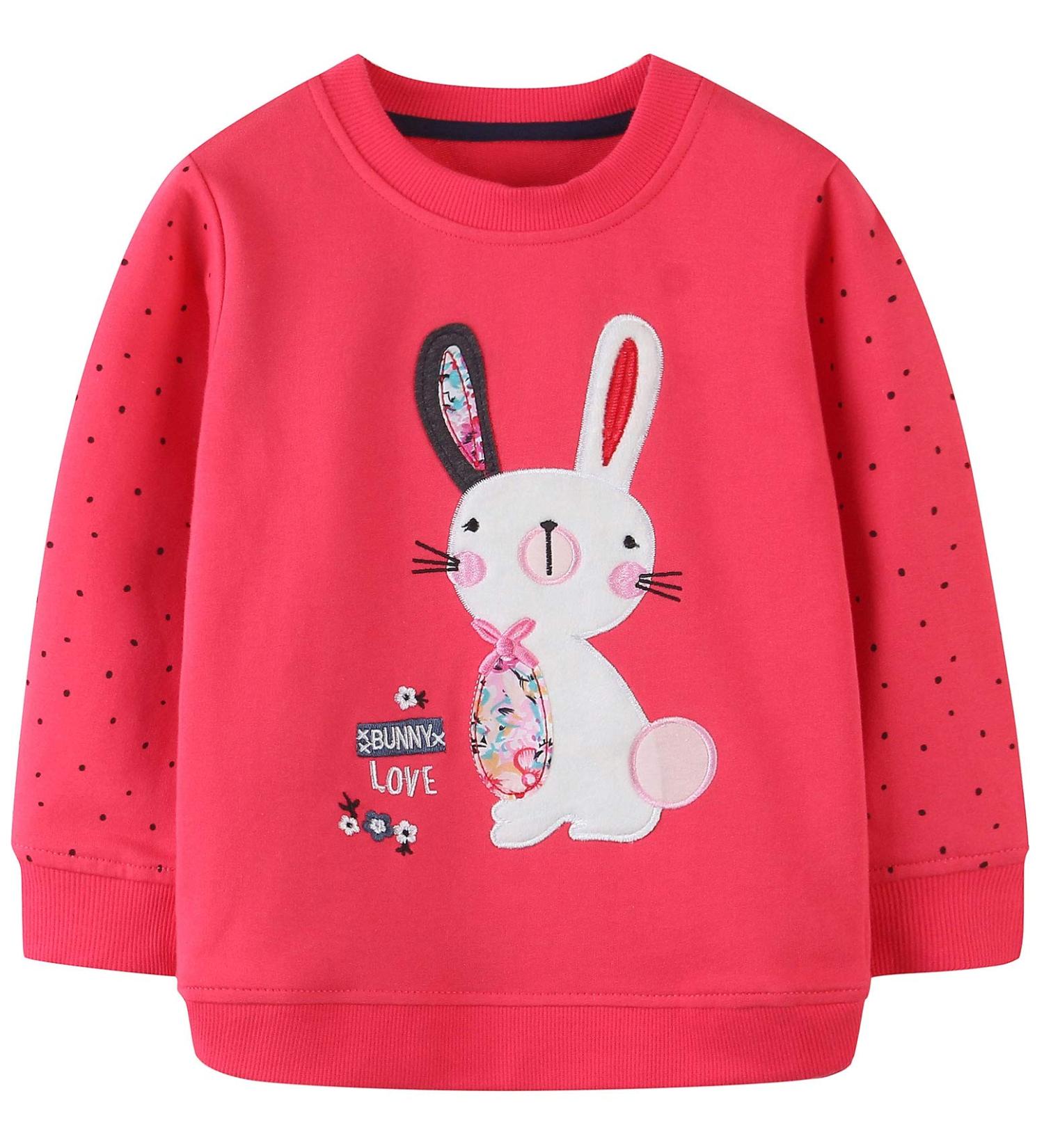 Girls Cotton Bunny Sweatshirt - Long Sleeve Pullover for Girls Age 6-7 Years - Buy Online on GoSupps.com