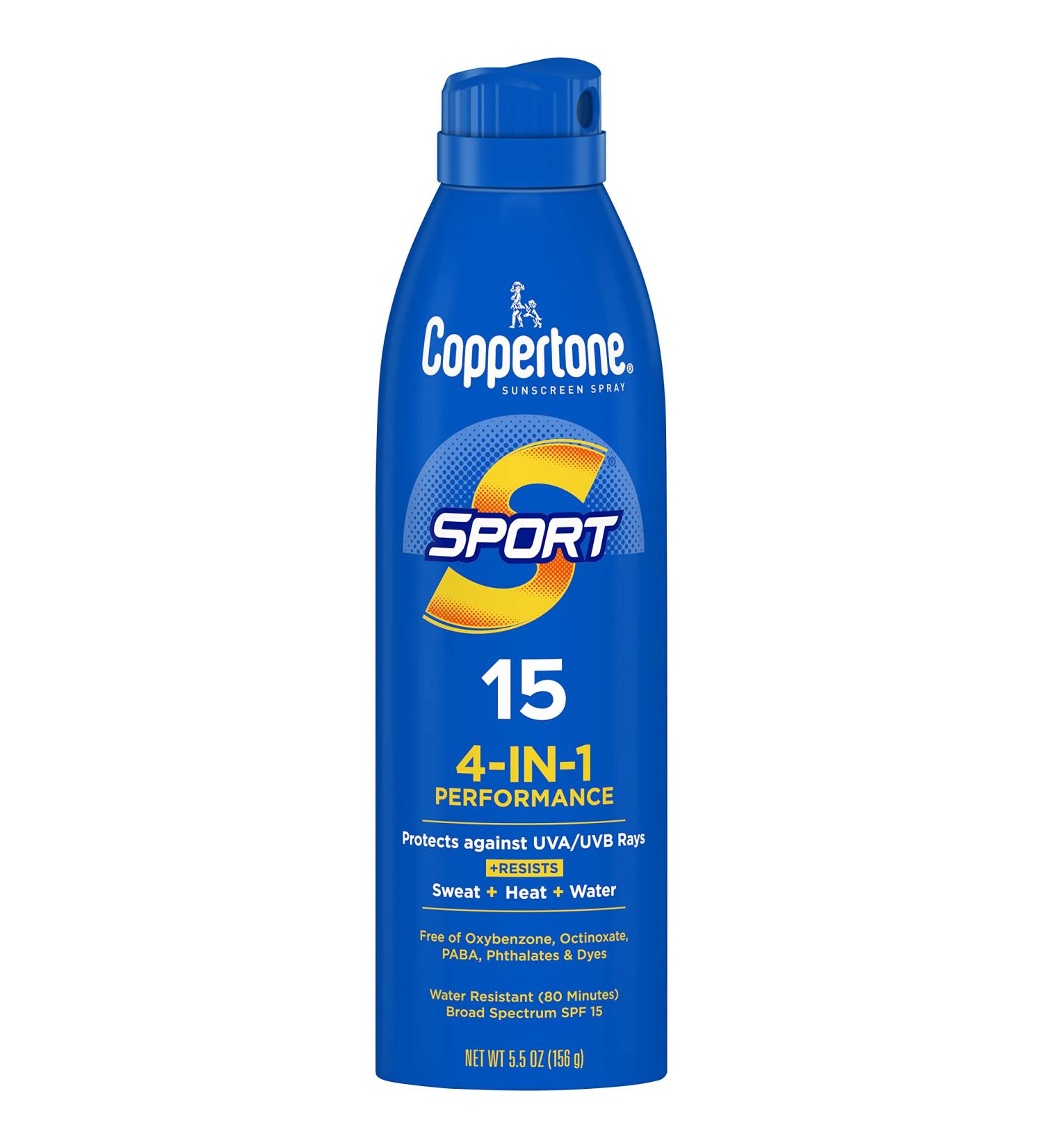 Coppertone Sport Sunscreen Spray SPF 15 | Water Resistant 5.5 Oz - Buy Online on GoSupps.com