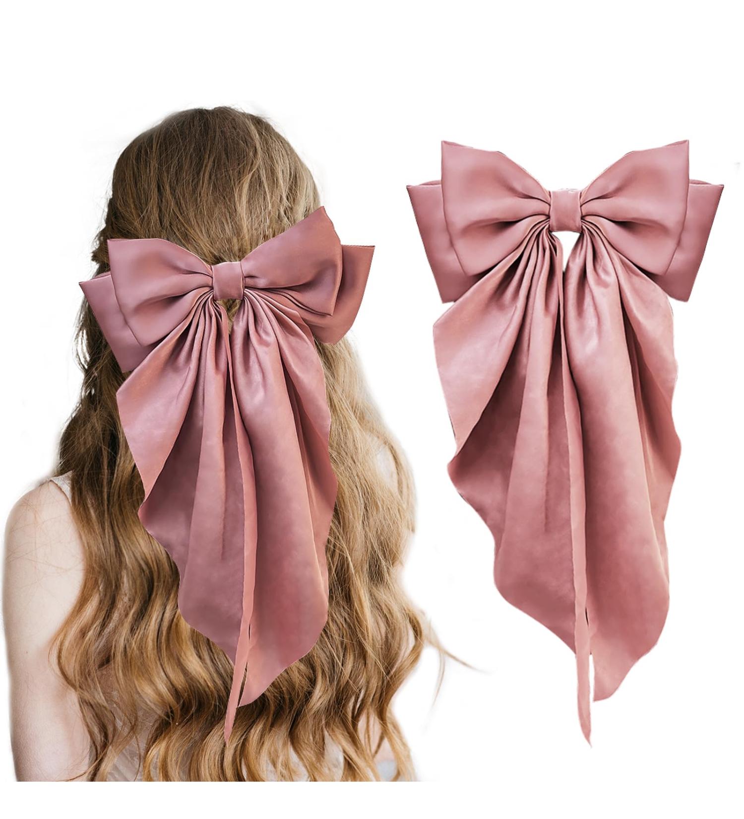 Big Bow Hair Clips Green Hair Bow Bow Hair for Women Long Ribbon Hair Pins Accessories for Party Hair Accessories Soft Hairpin for Women Girls Barrettes Hair Accessories christmas gifts for wl (Pink) - Buy Online on GoSupps.com