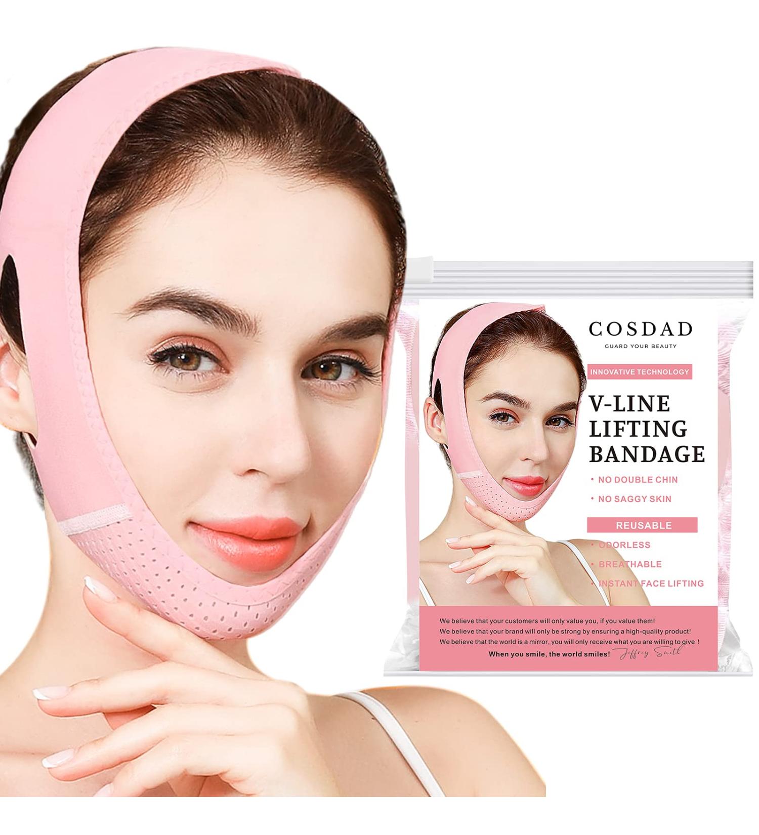 COSDAD Reusable Double Chin Reducer Chin Strap - V Line Lifting Mask for Women | Innovative Lifting Technology | Breathable & Comfortable - Soft Pink - Buy Online on GoSupps.com