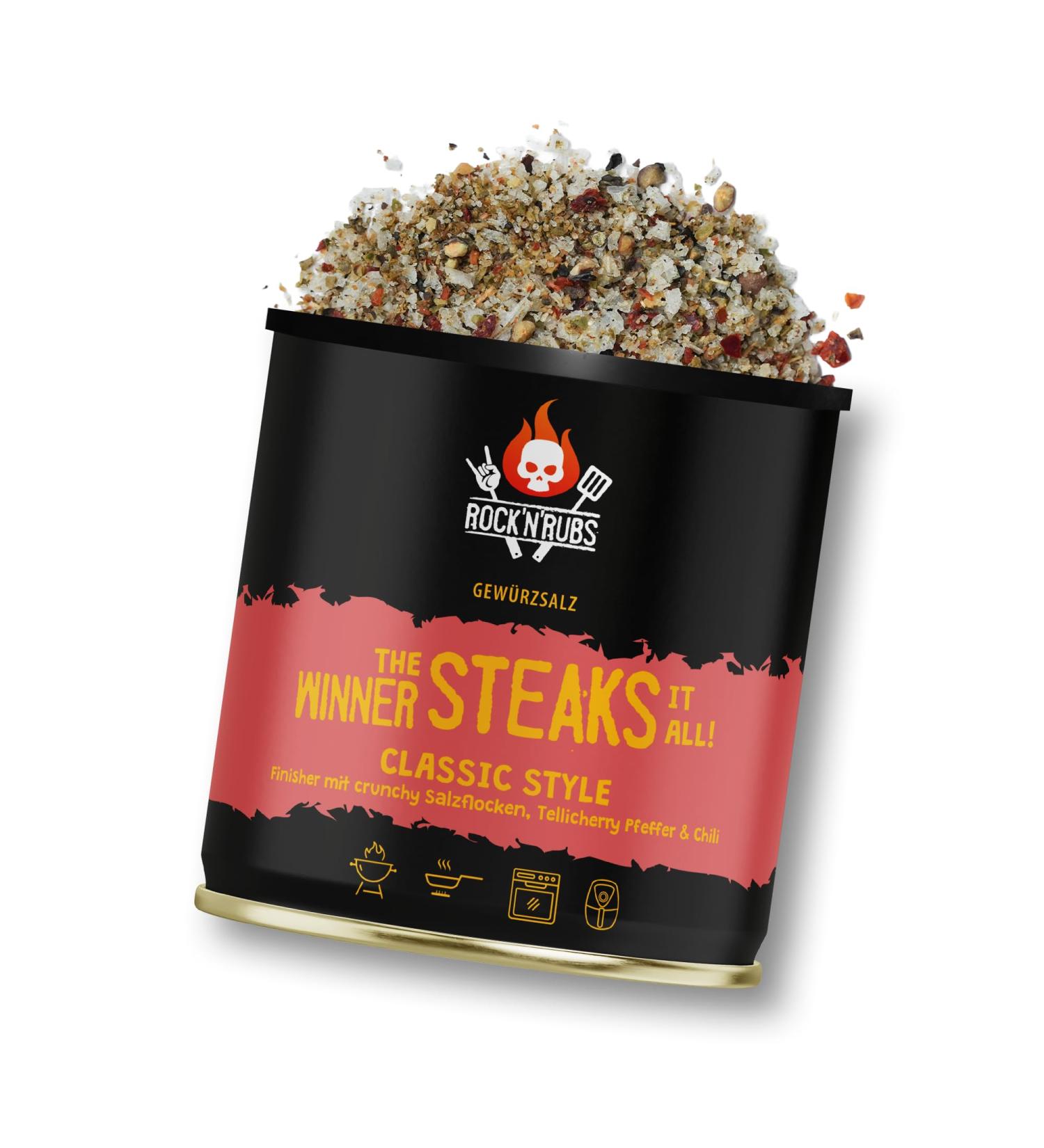  ROCK N RUBS ROCK'N'RUBS The Winner Steaks It All Classic Style | Finished with Crunchy Salt Flakes Cherry Pepper and Chili Pepper | B - Buy Online on GoSupps.com