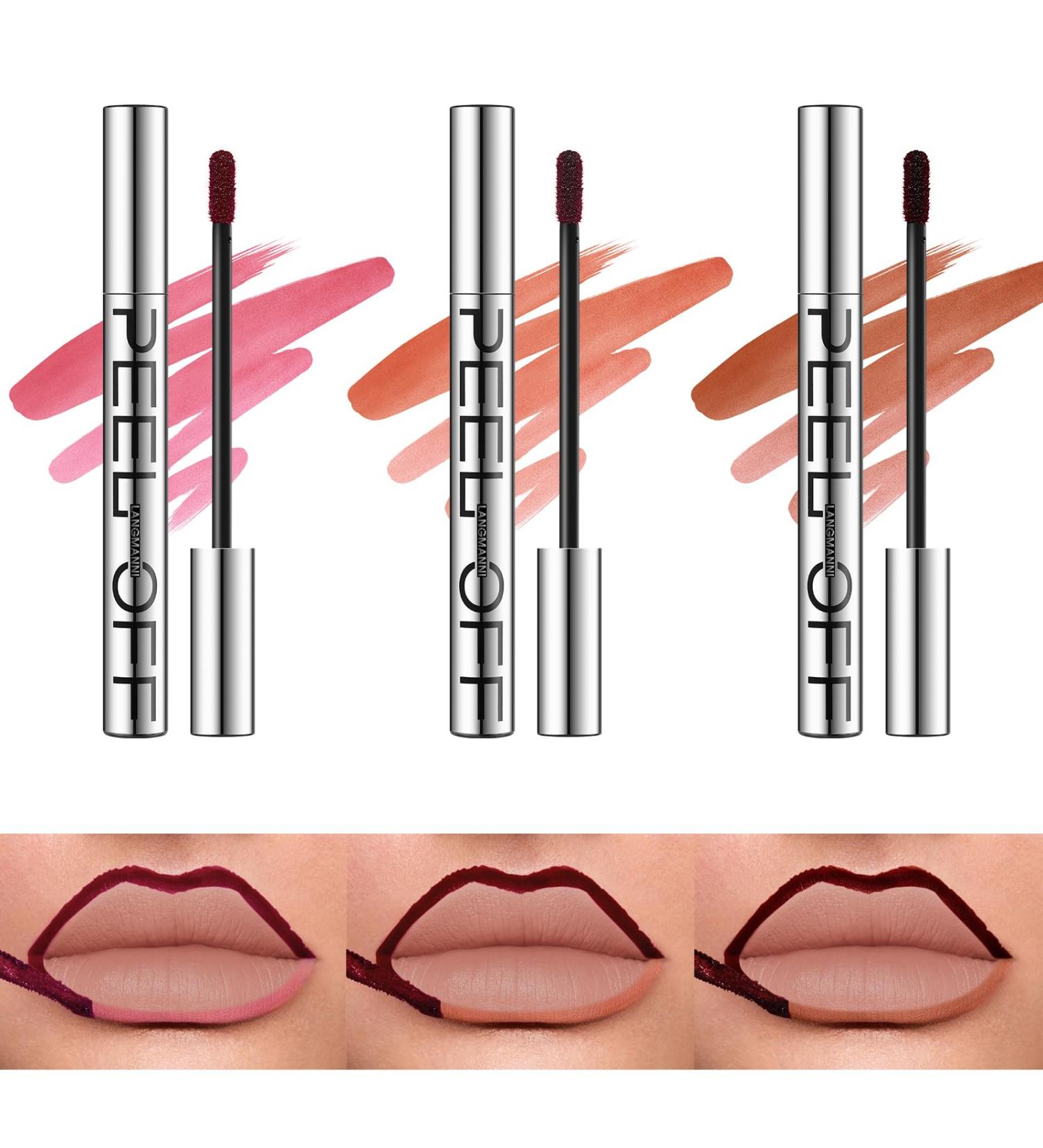 XINYUNXIN Peel Off Lipliner Tattoo Removable Lip Pencil Peel Off Lip Stain Highly Pigmented Peel Off Lip Stain Long Lasting Waterproof Makeup Gift for Women (3 Colours Size - Buy Online on GoSupps.com