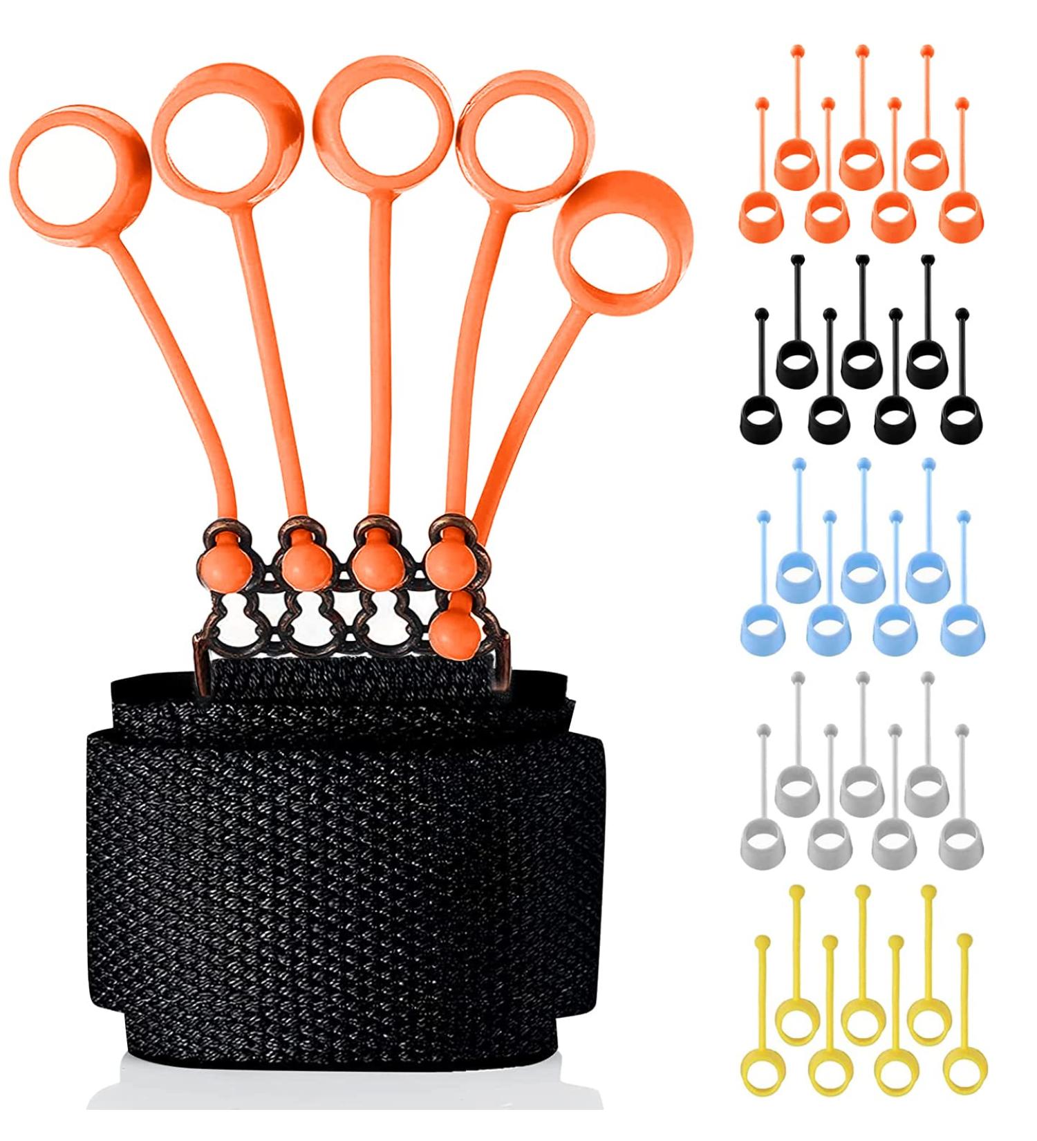 Grip Strength Trainer 40lb - Finger Strengthener for Stroke Recovery & Physical Therapy | Hand Exerciser for Rehabilitation & Muscle Extension | Orange Finger Stretcher - Buy Online on GoSupps.com
