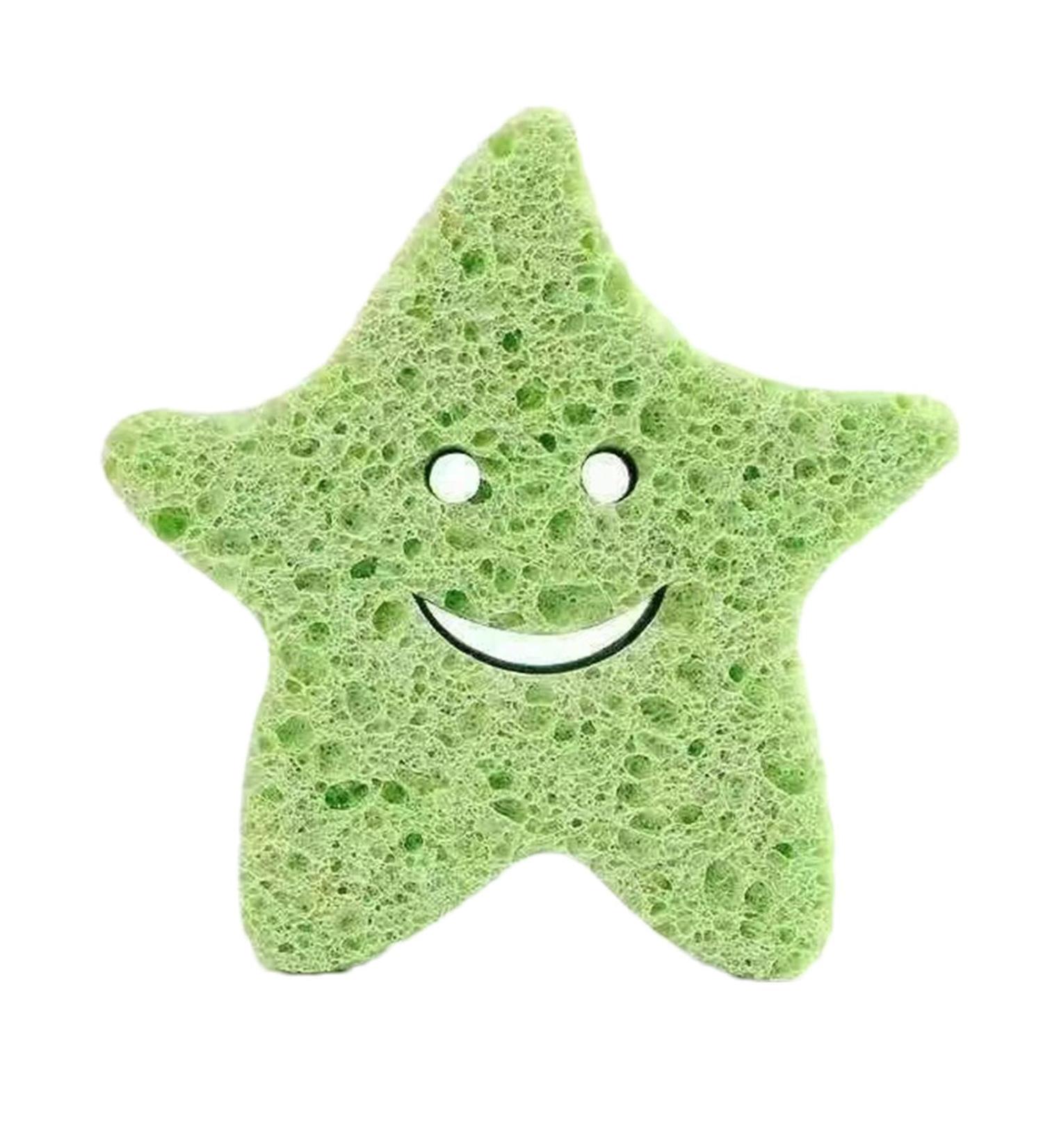 Kids Bath Sponge | Soft Baby Body Wash Scrubber Wood Pulp Sponge - Cute Dead Skin Remover Body Scrubber Bath Rub Shower Brush for Children Kids Baby Toddler Green - Buy Online on GoSupps.com