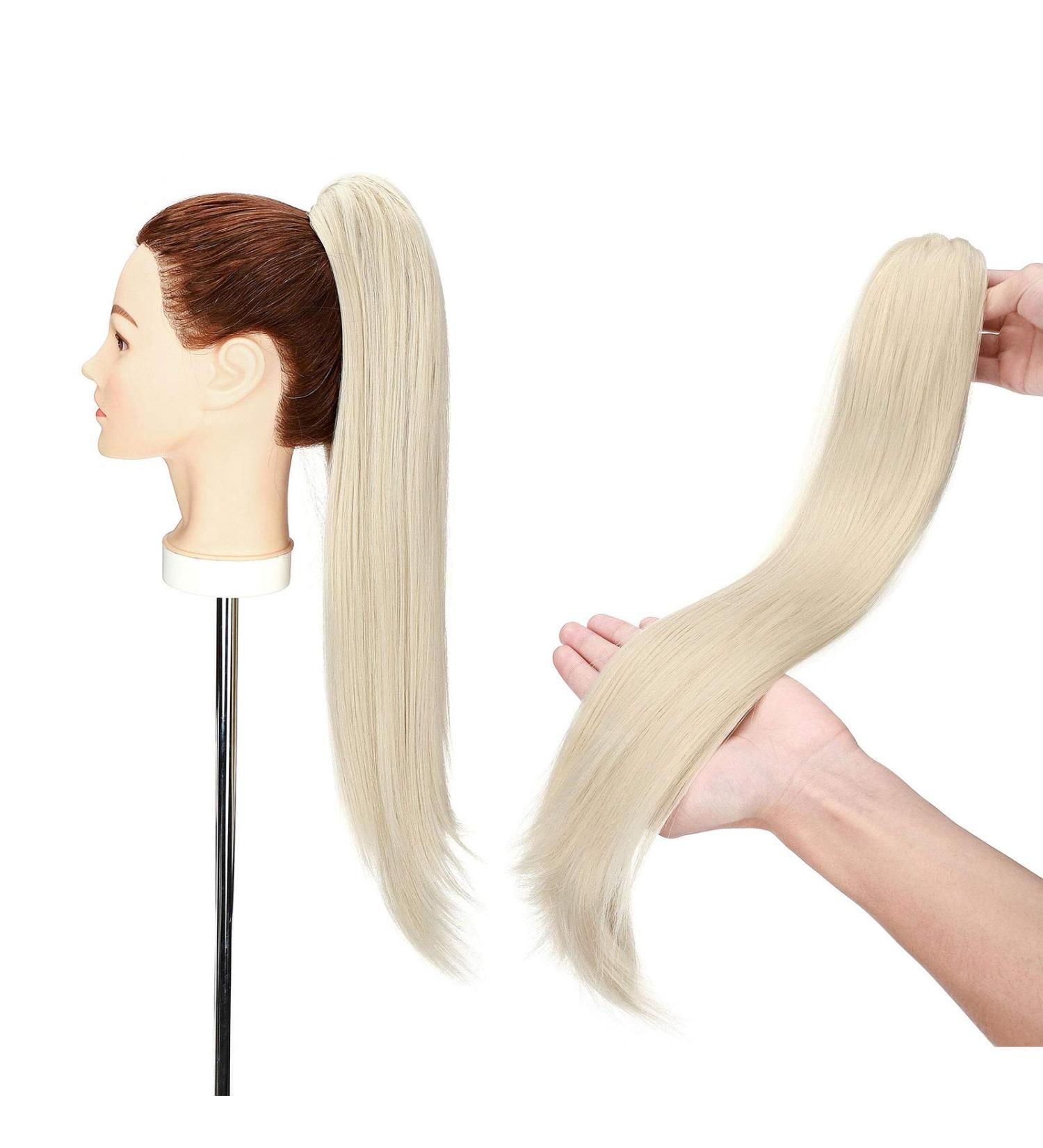 55 cm Bleached Blonde Curly Clip-In Ponytail Extensions | Wavy Synthetic Hair for Women - Buy Online on GoSupps.com