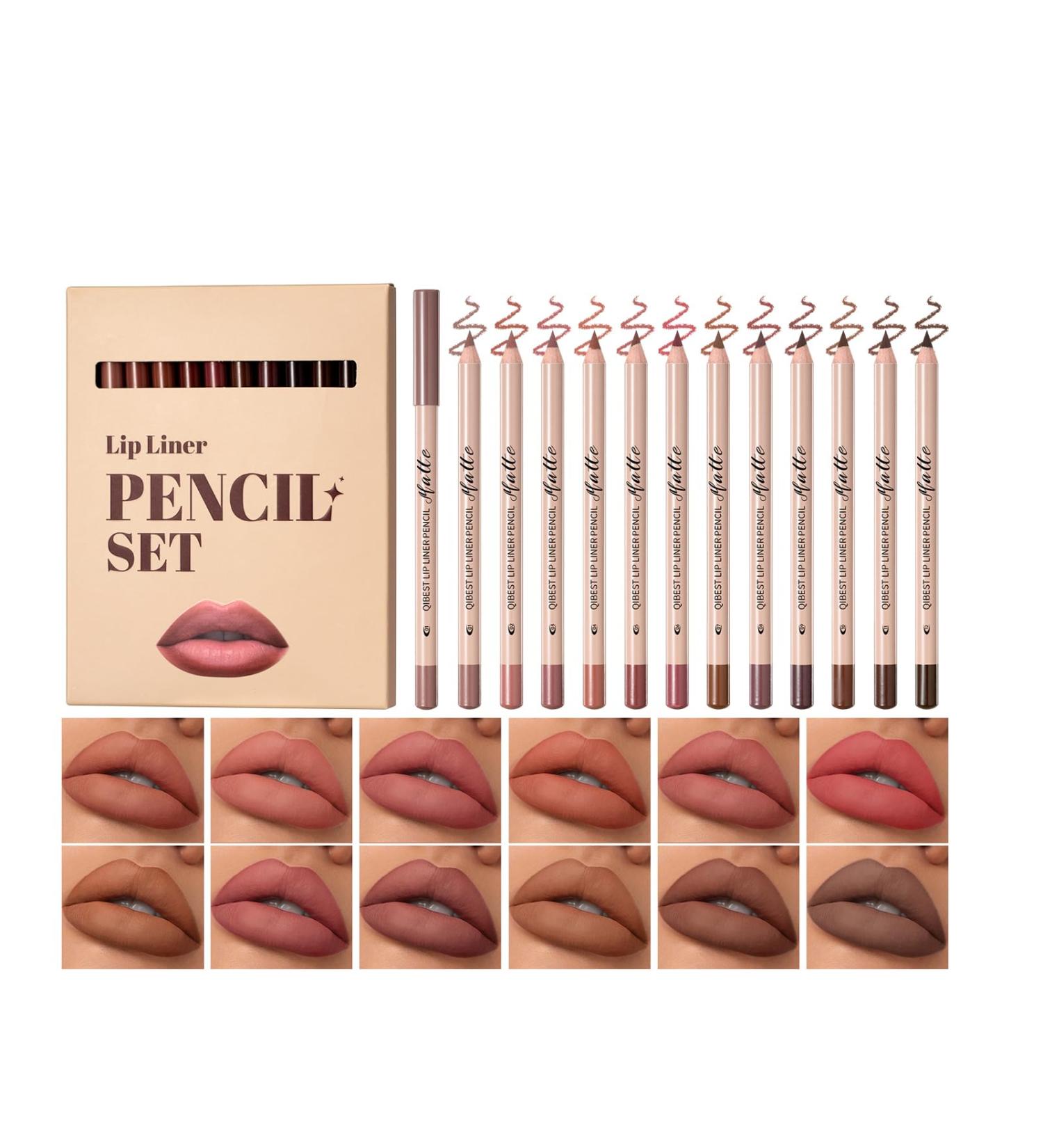 Lot de 12 crayons l vres en velours mat - Plump Nude - Couleur douce et cr meuse - Durable - Tr s pigment - Maquillage naturel des l vres - Buy Online on GoSupps.com
