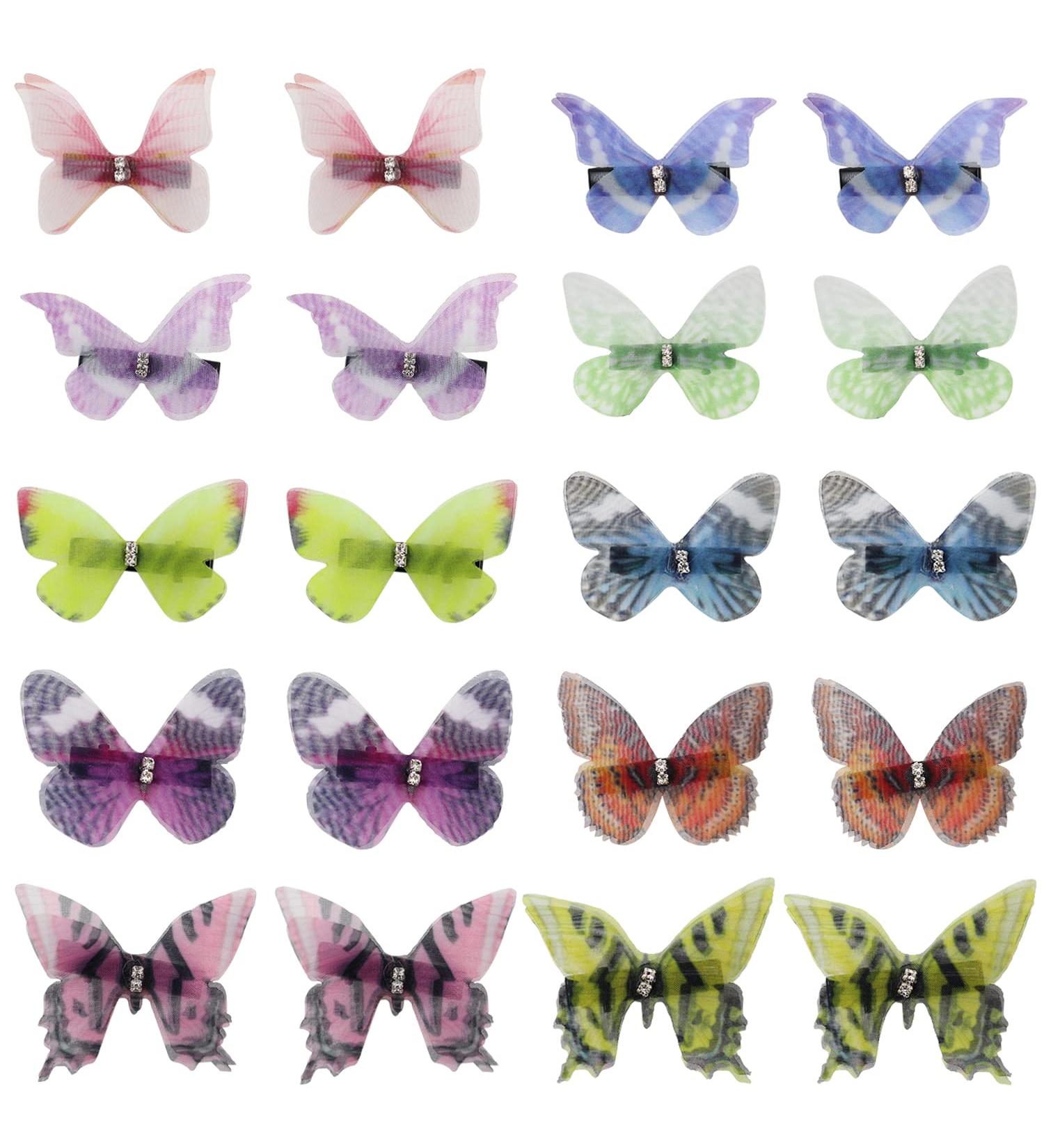 10pcs Glitter Butterfly Hair Clips for Women & Girls - Colorful Hair Accessories - Buy Online on GoSupps.com