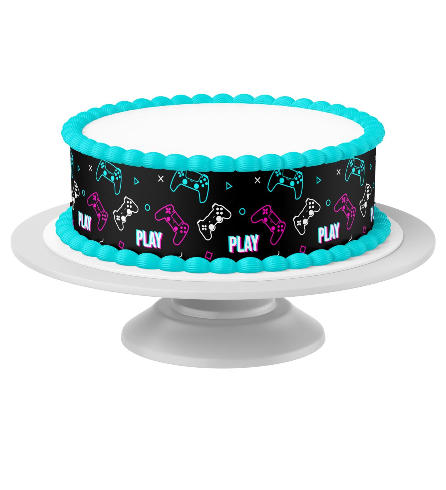 Gaming Neon Edible Cake Ribbons - 4 Pieces (24cm x 5cm) - Creative Decoration for Cakes Up to 30cm | International Shipping - Buy Online on GoSupps.com