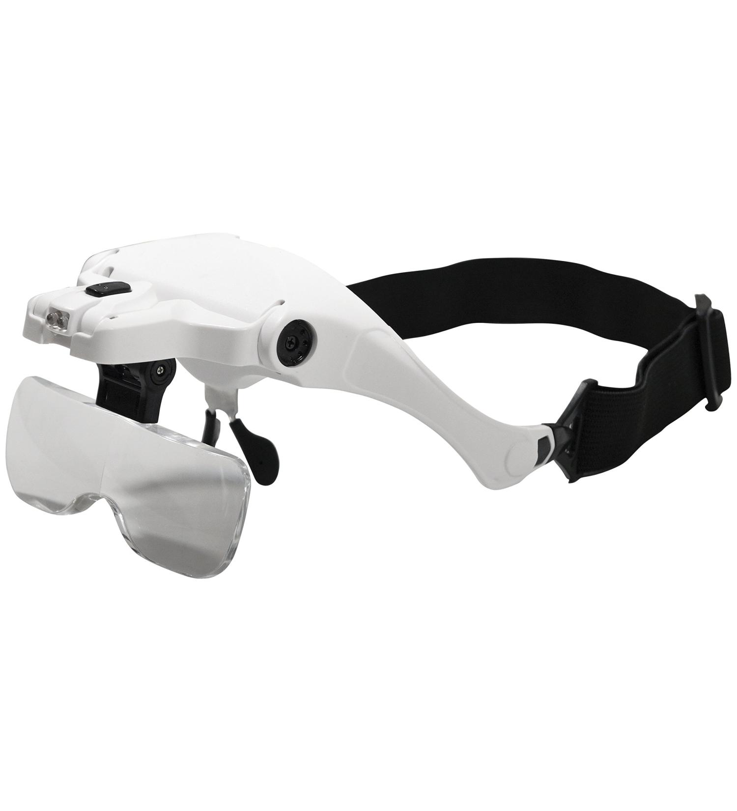 Eagle Adjustable Headband Magnifier Glasses Supplied with 5 Lenses 1 0X 1 5X 2 0X 2 5X 3 5X and Led Light for Handsfree Inspection Reading Jeweller and Craft Work - Buy Online on GoSupps.com