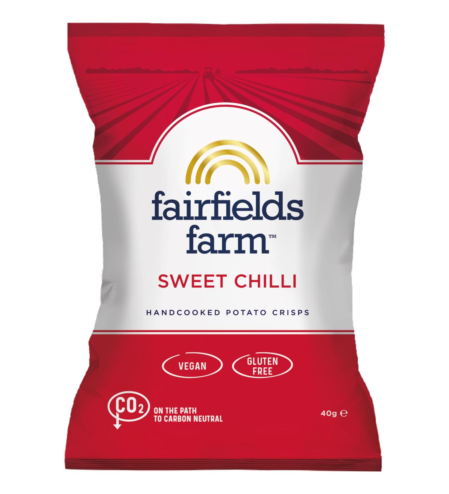 Fairfields Farm Crisps Sweet Chilli Hand Cooked Potato Crisps 40g | Pack of 10