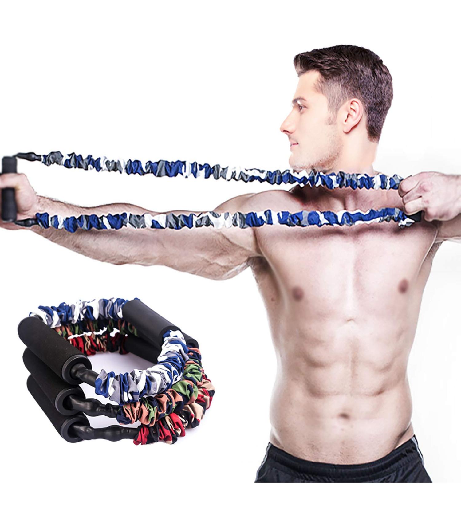 Archery Bow Trainer with 50LB Resistance Bands for Strength Training - Blue Camouflage, Ideal for Beginners to Experts - Buy Online on GoSupps.com