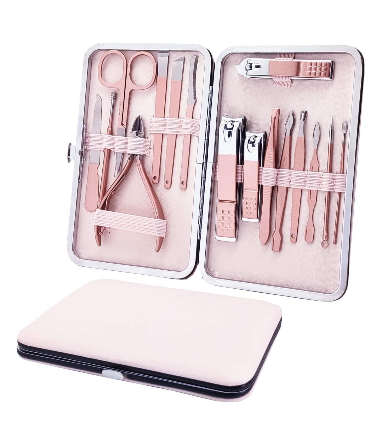 SHICEN Professional Nail Clippers Set - 16PC Pedicure & Manicure Kit in Pink Travel Case, Premium Stainless Steel for Women - Great Gift (Rose Gold) - Buy Online on GoSupps.com