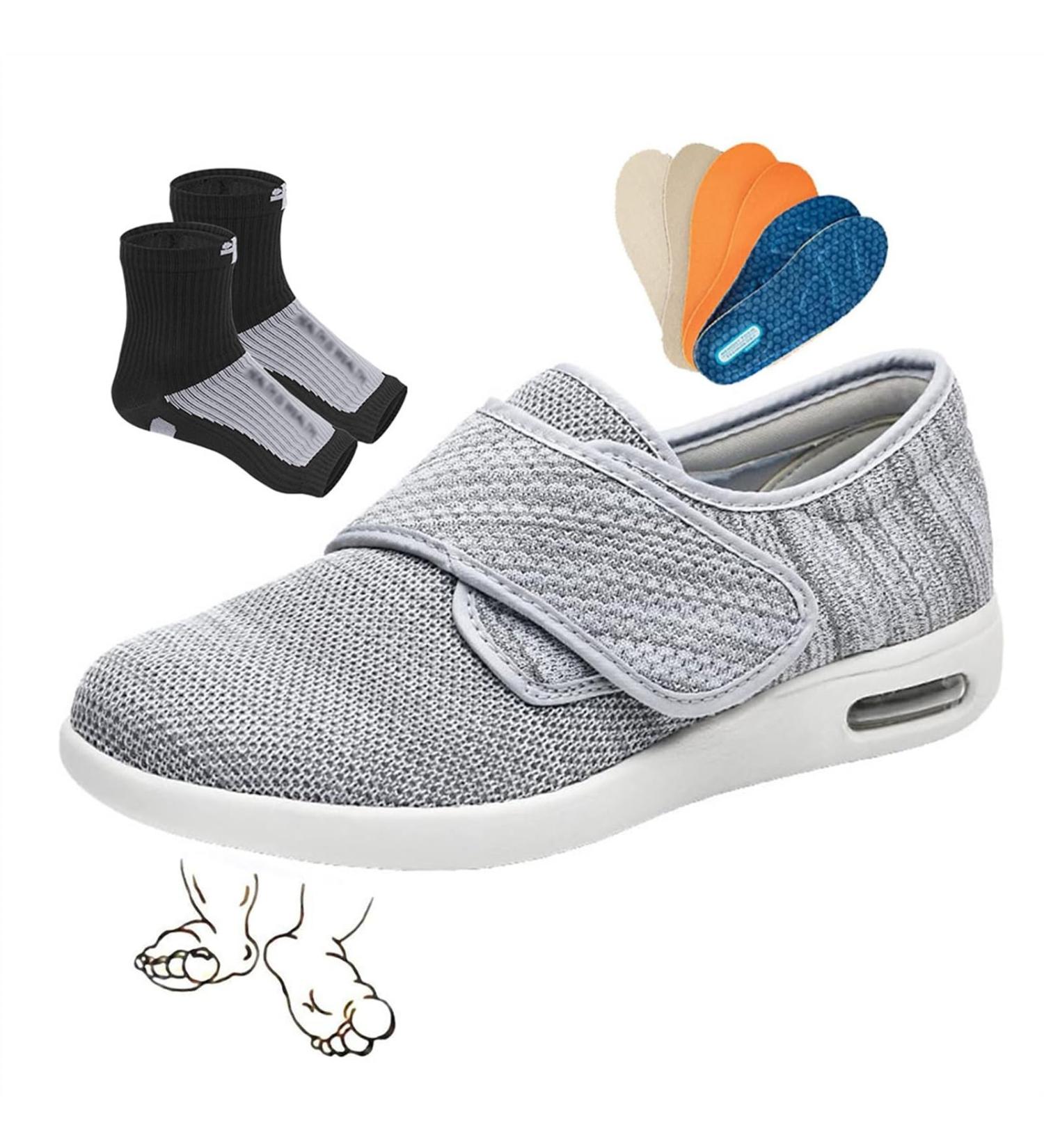 Adjustable Breathable Diabetic Shoes for Women - Non-Slip Edema Sneakers for Swollen Feet | Perfect Gift for Mother's Day & Anniversaries - Size 10.5 Light Gray - Buy Online on GoSupps.com