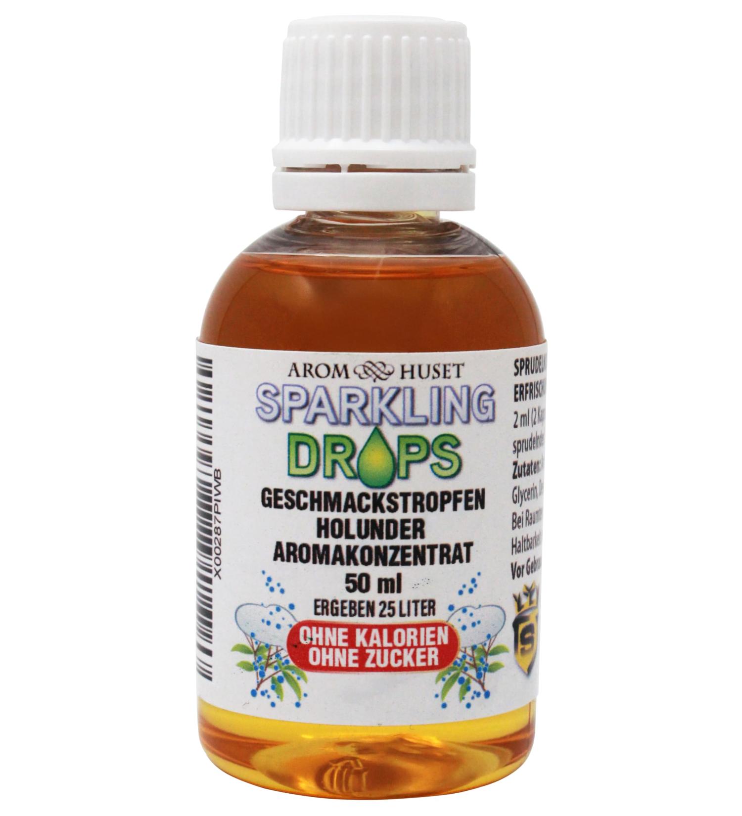 Aromhuset Concentrated Elderflower Drops - 1 x 50ml bottle makes 25 litres - Highly concentrated flavour - Sugar free - Pou