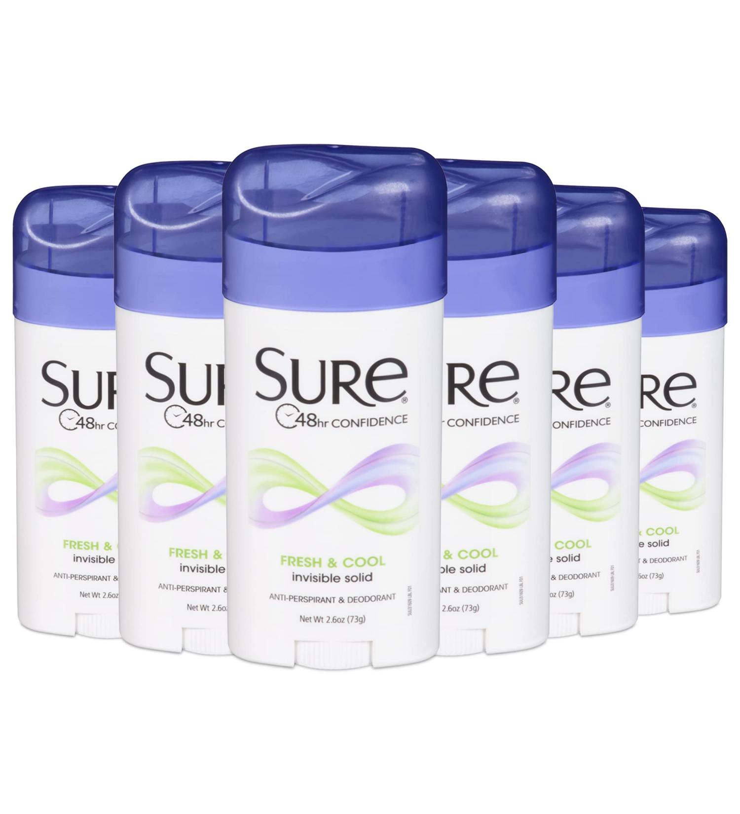 Sure Antiperspirant Deodorant Solid - Fresh and Cool 2.6 oz (6 Pack) - Buy Online on GoSupps.com