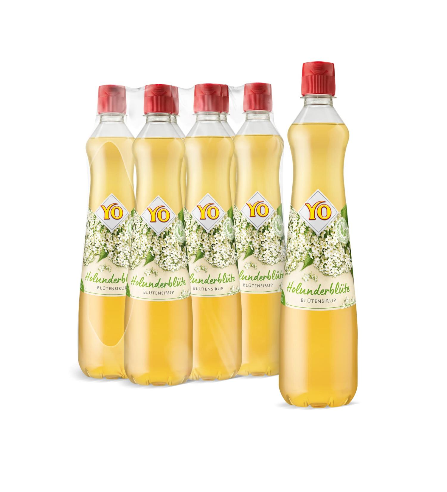 Yo Syrup Elderflower - 6 x 700ml Bottles | Vegan No Sweeteners Color or Preservatives | Makes 6 Liters of Refreshing Drink - Buy Online on GoSupps.com