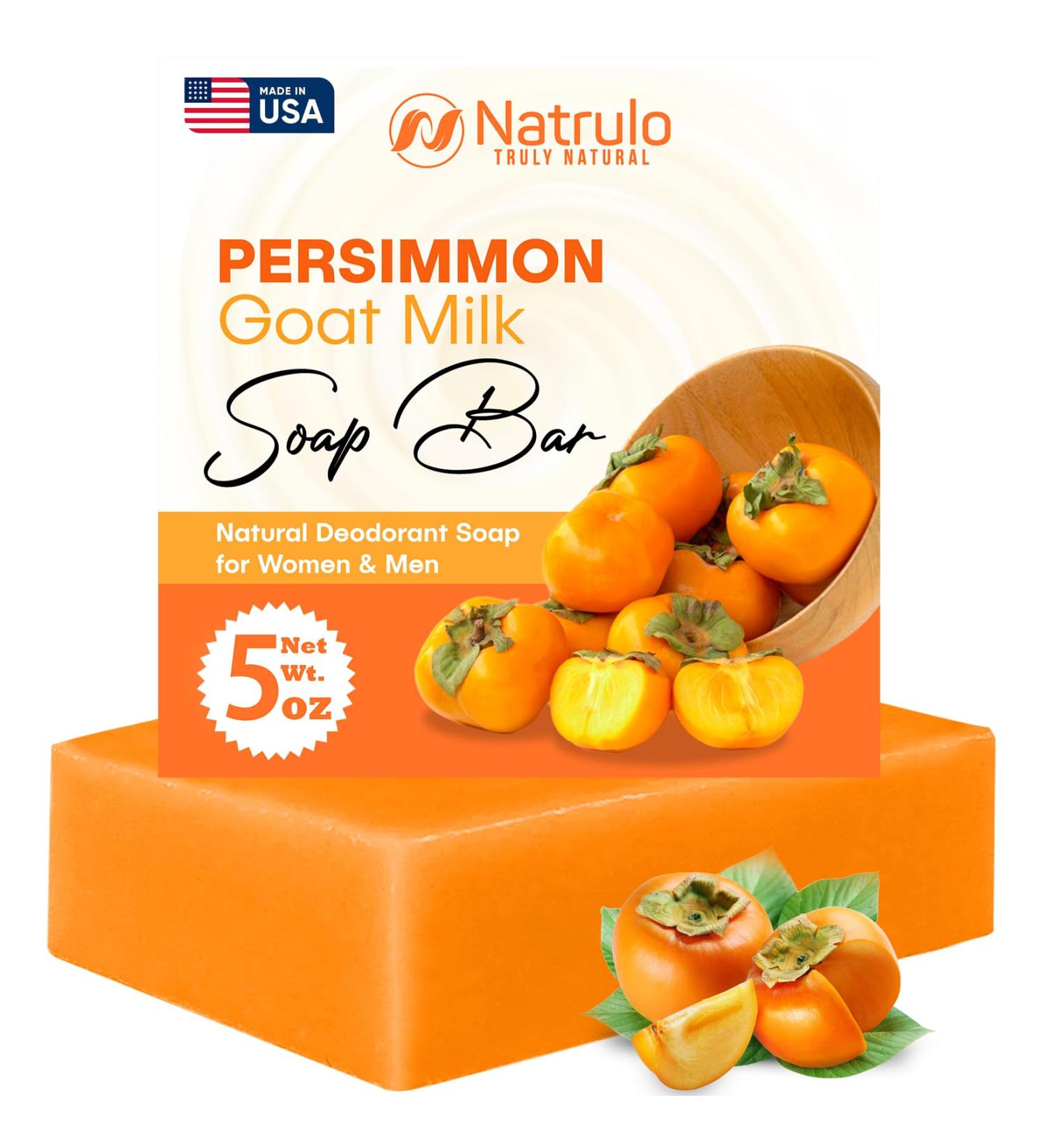 Persimmon Soap Bar - Natural Deodorant for Body Odor Control with Goat Milk | Skin Brightening & Purifying Body Wash for Men & Women - Buy Online on GoSupps.com