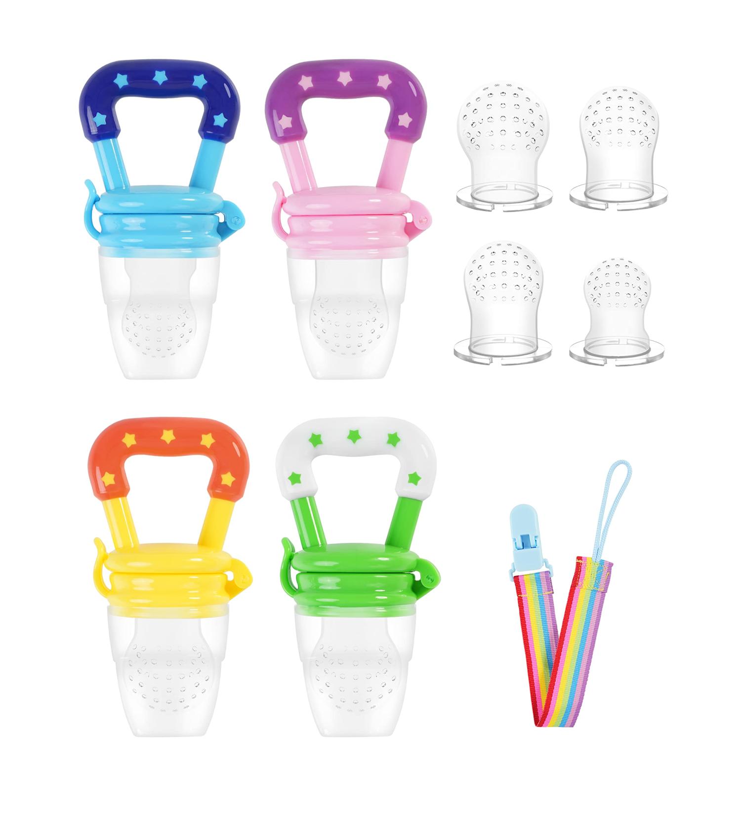 Baby Fruit Feeder Teething Pacifier (4 Pack) - BPA-Free Silicone Pouches for Safe Infant Feeding and Teething Relief - Buy Online on GoSupps.com