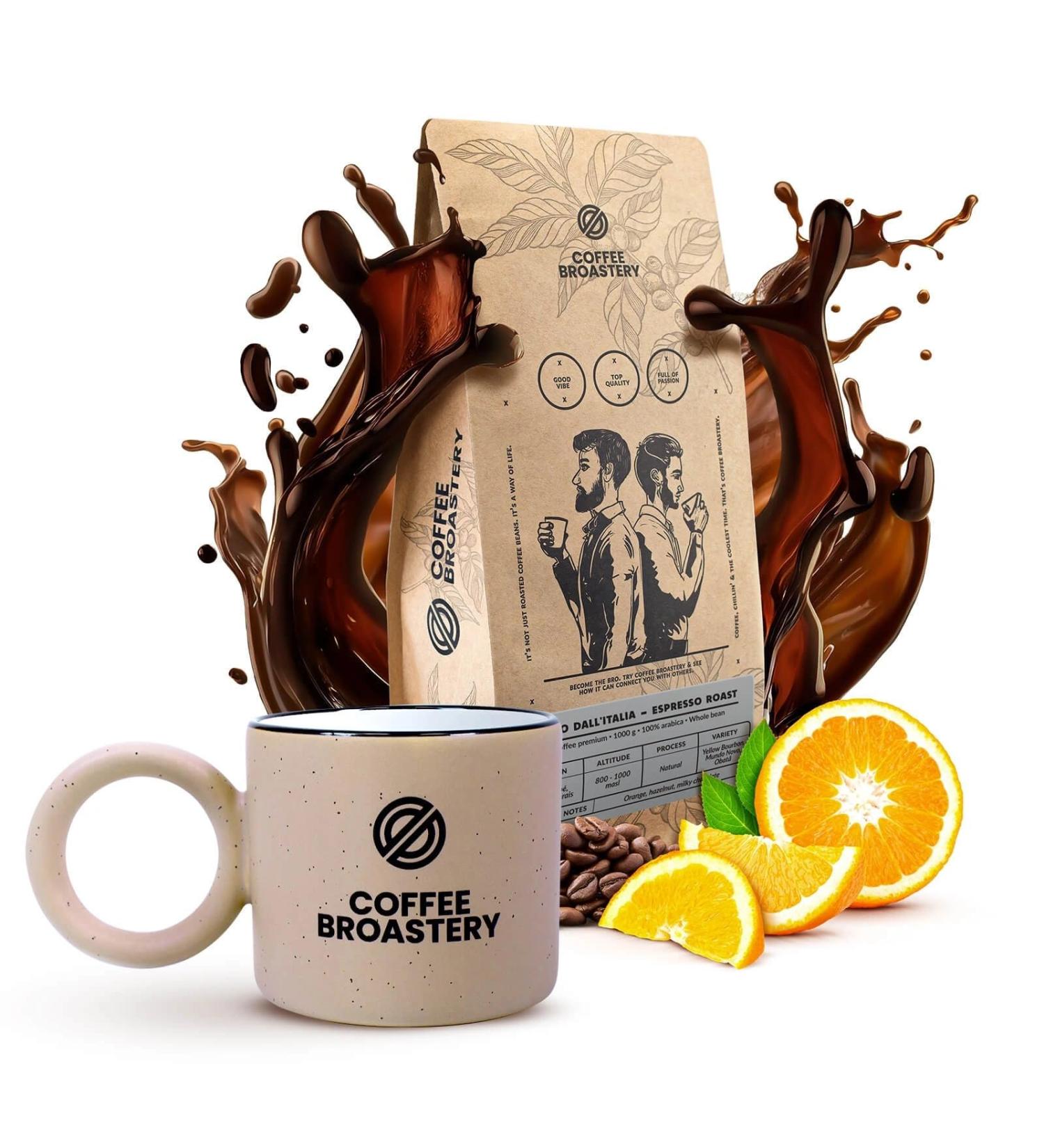 Coffret Coffee Broastery Caf en grains Brazil Amico dall Italia Espresso Roast 1kg + Tasse en c ramique - Buy Online on GoSupps.com
